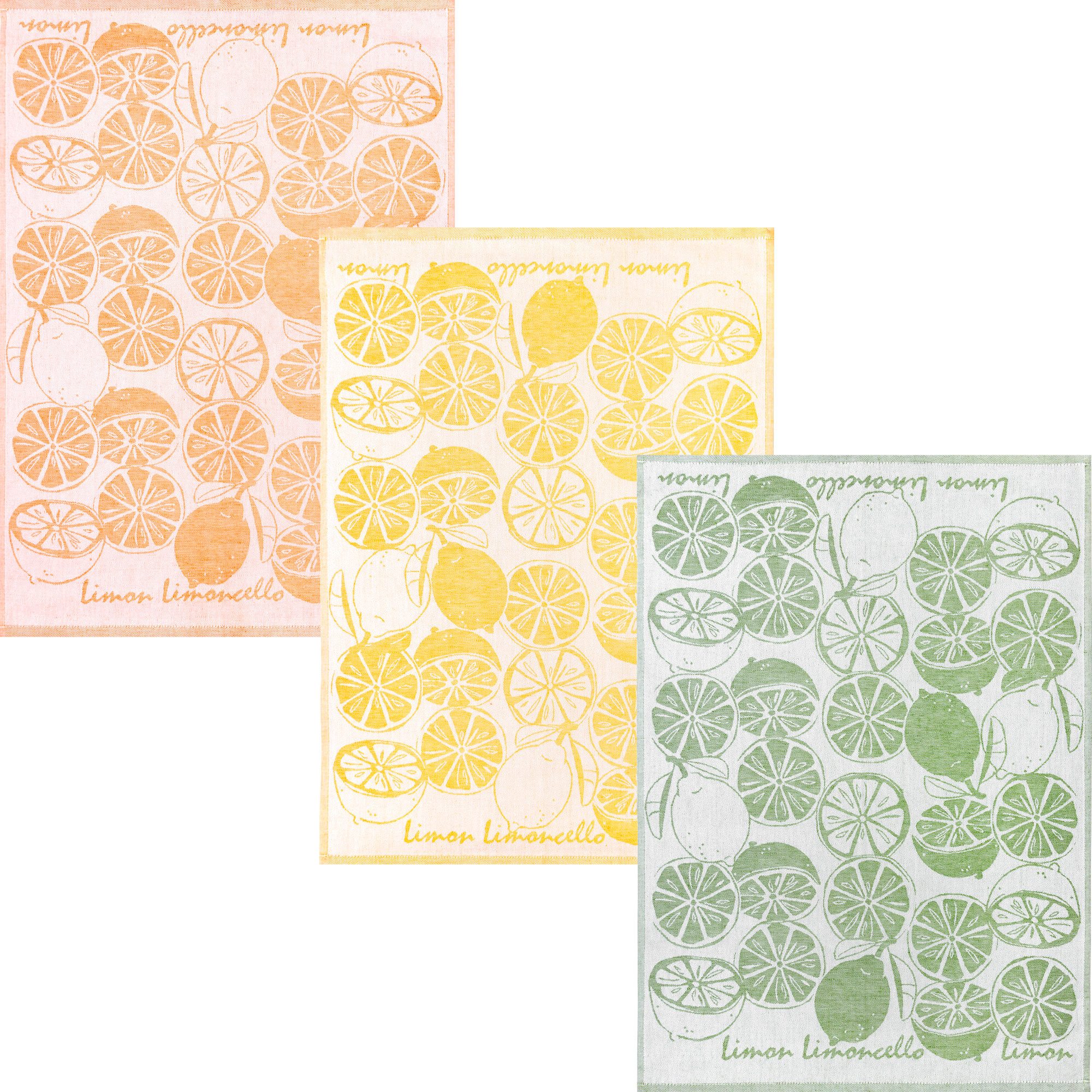 Kracht Geschirrtuch Geschirrtuch "Limoncello" 3er-Pack, Halbleinen Motiv günstig online kaufen