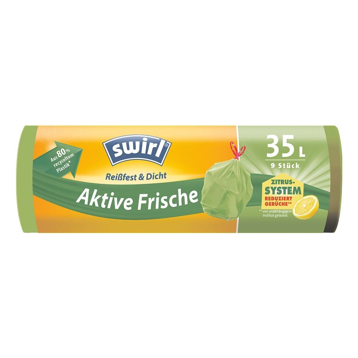 Swirl Müllbeutel Aktive Zugband, 9 grün, 35 Frische, Duft Liter, mit mit Stück/ Rolle