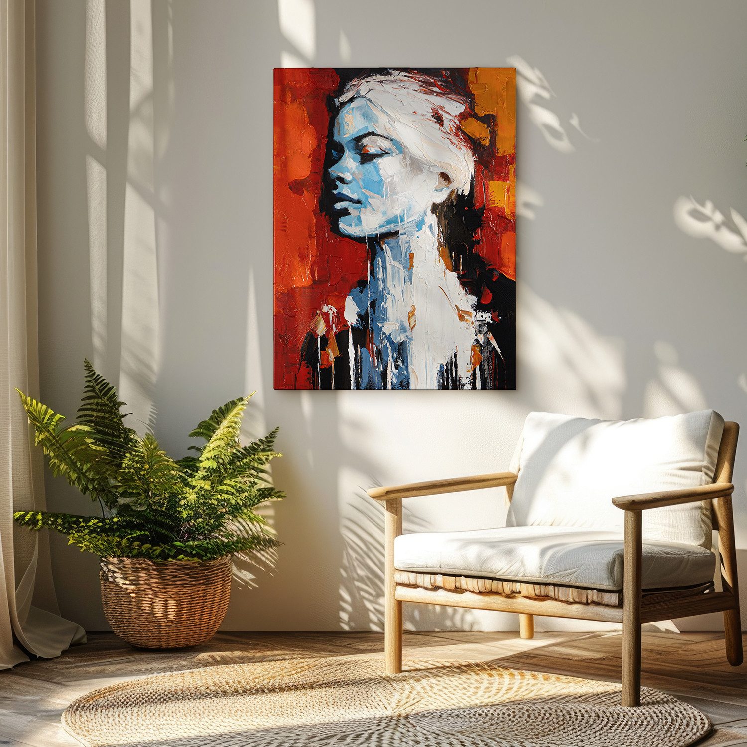 AUREDAS Gemälde "Atalante", handgemaltes Gemälde 75x100cm ohne Rahmen, Portrait, Frau, handgemaltes Acrylgemälde, Hochformat