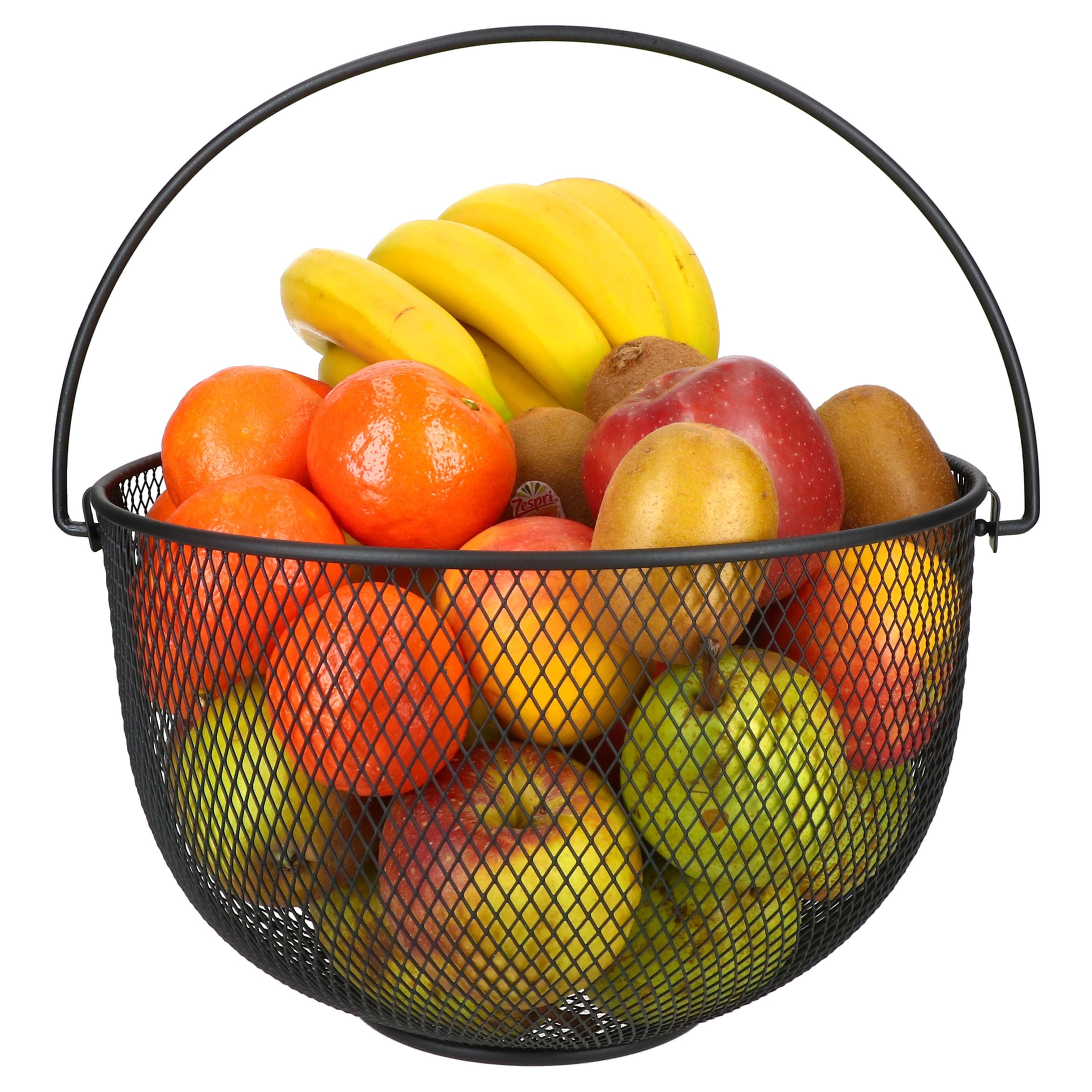 Justinus Dekoschale LifeStyle Obstkorb Ø30cm mit Griff schwarz aus Metall für Früchte