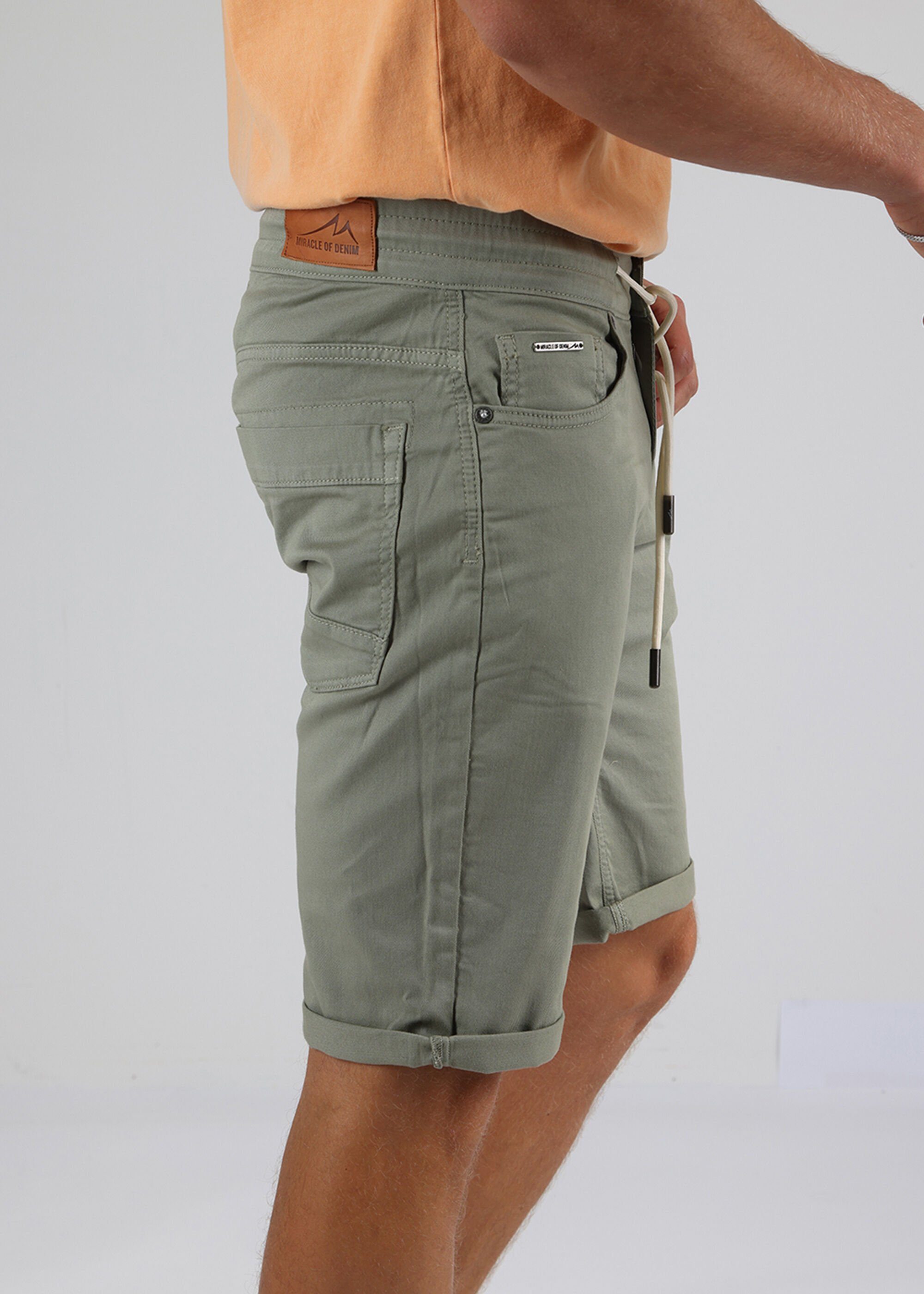 Miracle of Denim Shorts Shorts im Style Thomas 5 Pocket Olive