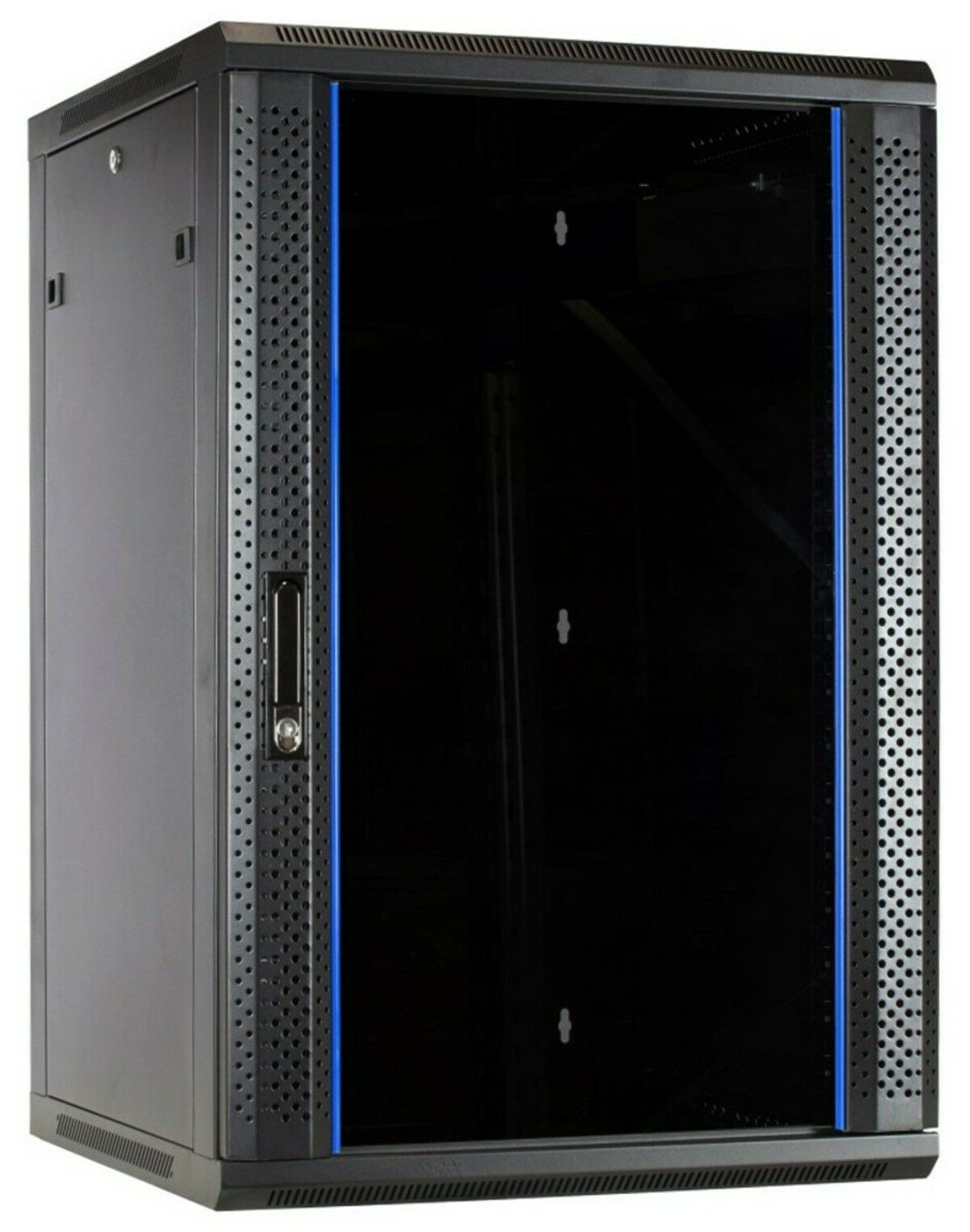 Wandgehäuse DSIT 18HE - Netzwerkschrank 19 Zoll - Wandschrank mit Glastür - Set -