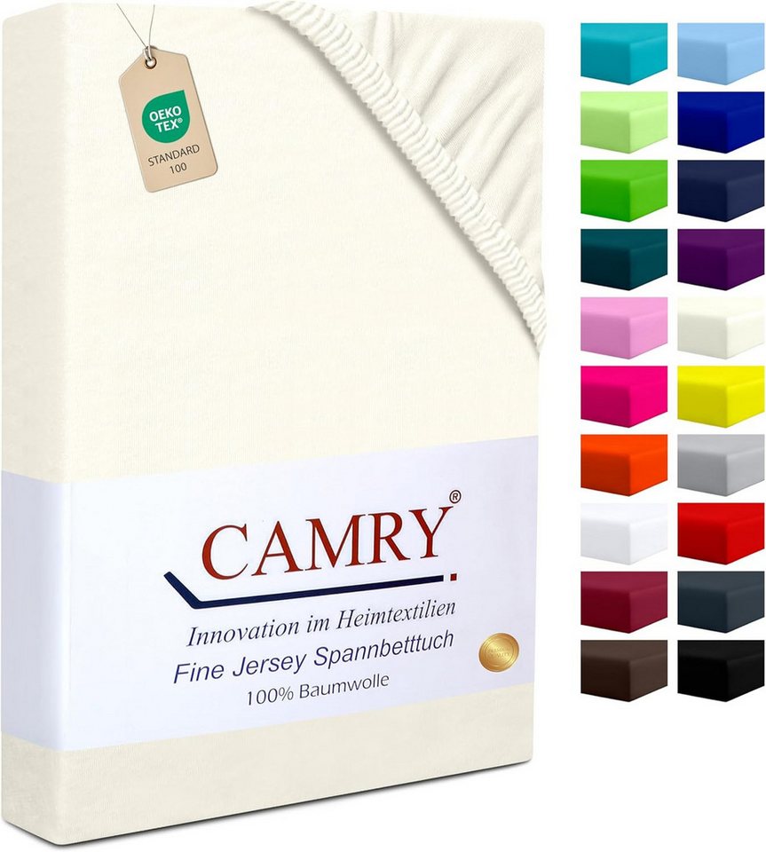 Camry Spannbettlaken CLASSIC Jersey 100% Baumwolle Spannbetttuch atmungsaktiv Gummizug, Jersey Baumwolle, Gummizug: rundum, 100% Baumwolle, alle Matratzenhöhen, atmungsaktiv, pflegeleicht