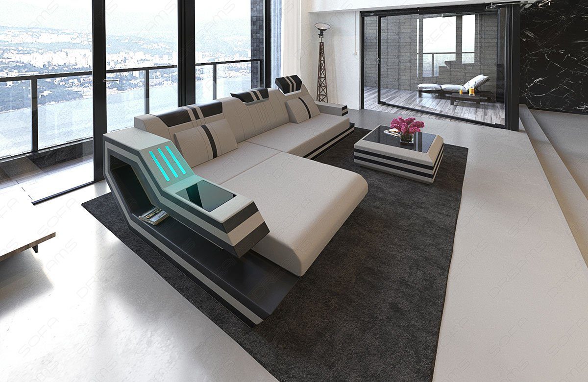 Sofa Dreams Ecksofa Ecksofa Polster Stoffsofa Ravenna L Form M Mikrofaser Stoff, Couch wahlweise mit Bettfunktion