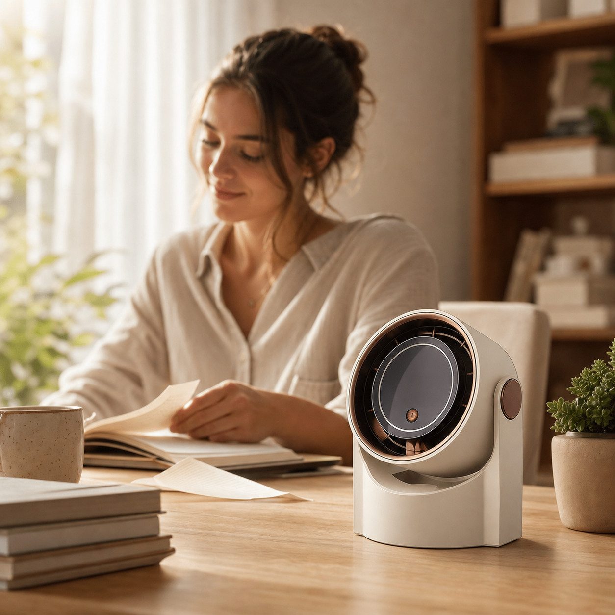 Bestlivings Tischventilator mobil mit 1200 mAh AKKU, Tisch- und Wandventilator, 5 Stufen, LED Display, 22 dB leise, USB-C – Bild 4 von 5