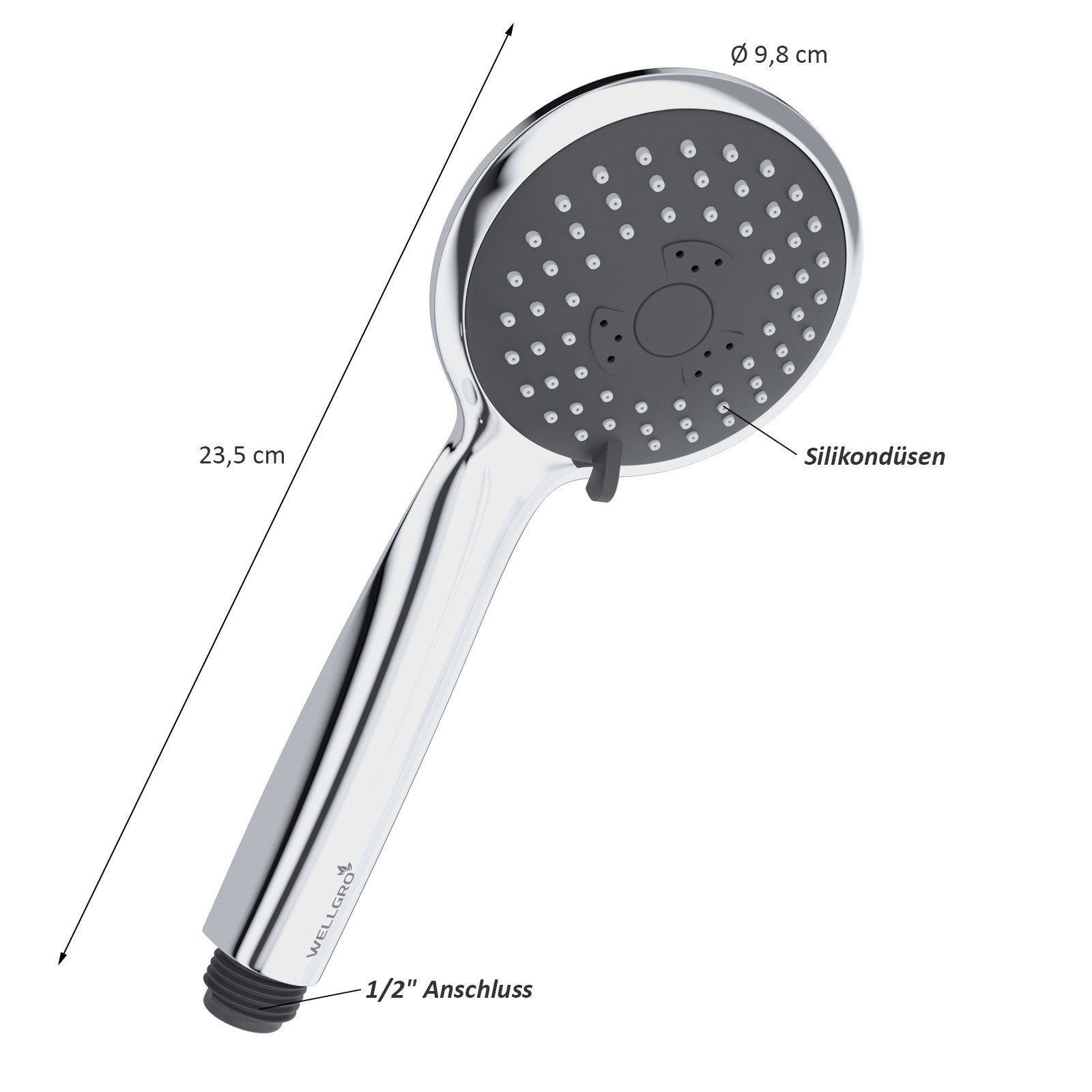 Wellgro Duschbrause Duschkopf mit 3 Sprüheinstellungen – Bild 2 von 5
