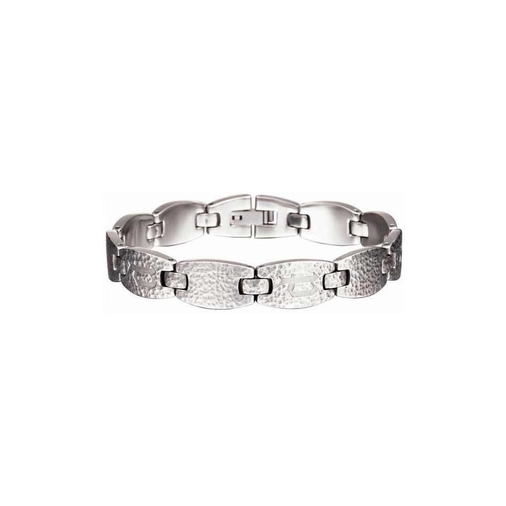 Police Armband PJ20658BSS-02, stark gehämmerte Oberfläche