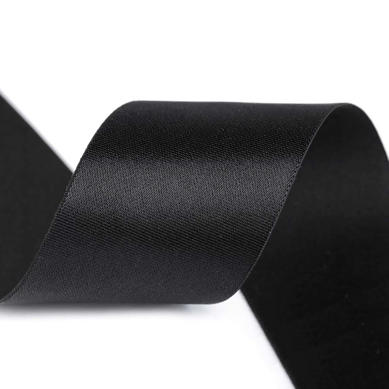 maDDma Satinband Glanz-Satin Gummiband 2m x 5cm Gummilitze 50mm, schwarz