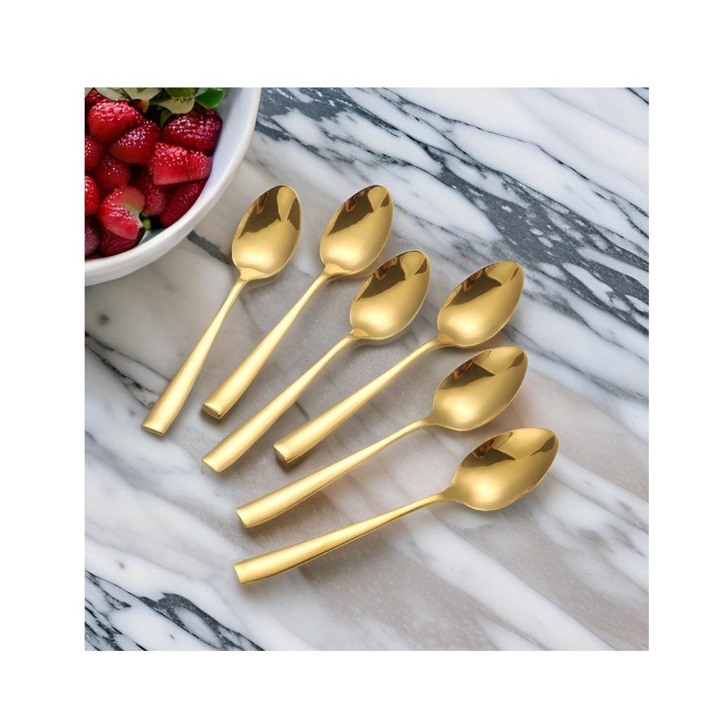 Cheffinger Kaffeelöffel 12er Set Kaffeelöffel Teelöffel Löffel L 14,5cm CF1007 Gold