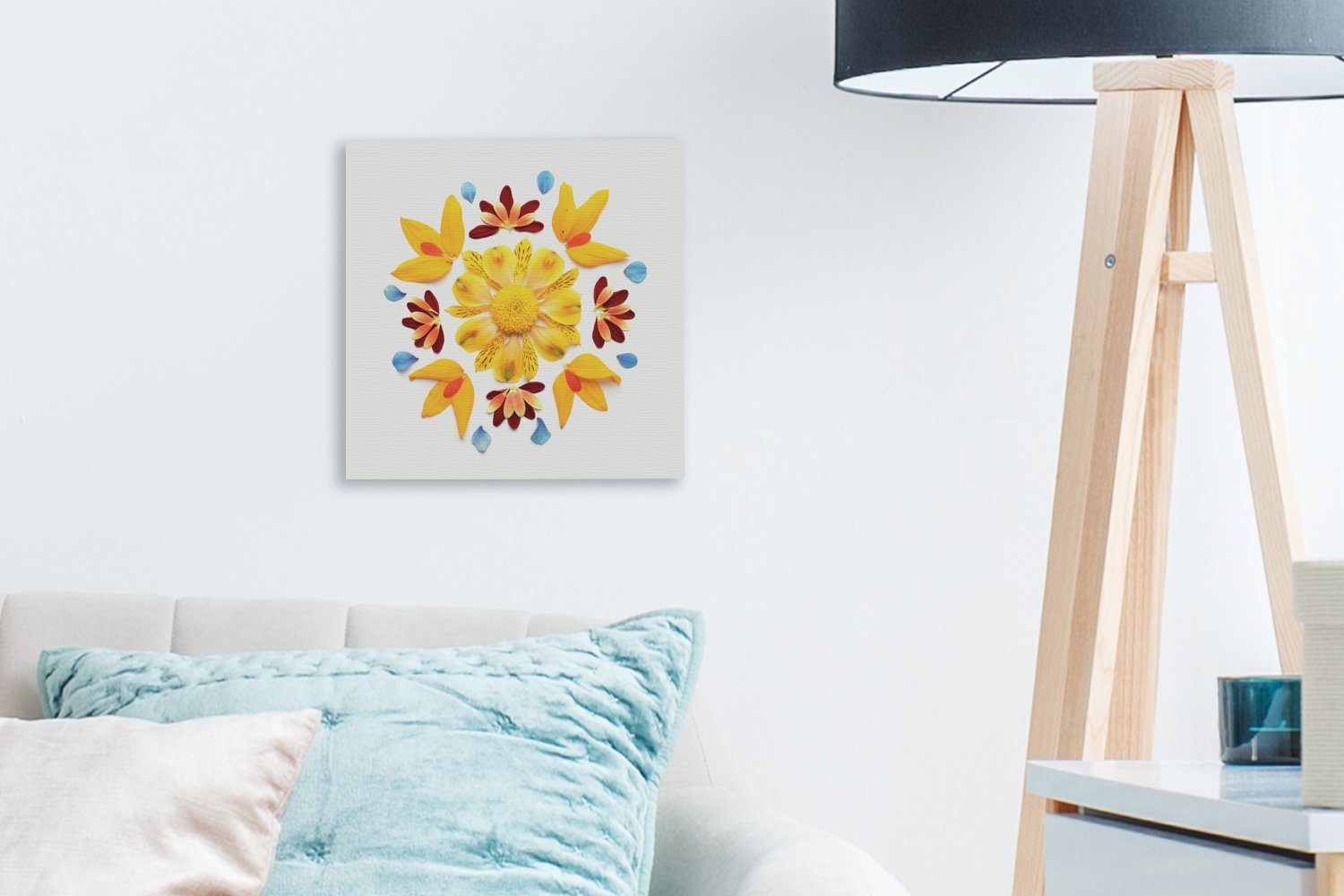 OneMillionCanvasses® Leinwandbild Schlafzimmer (1 St), Blumenkunst, Bilder Wohnzimmer Leinwand für
