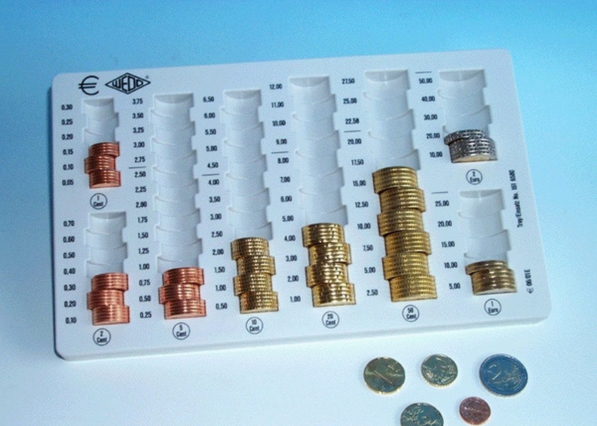 WEDO Geldkassette Münzzählbrett Hartgeldeinsatz lichtgrau