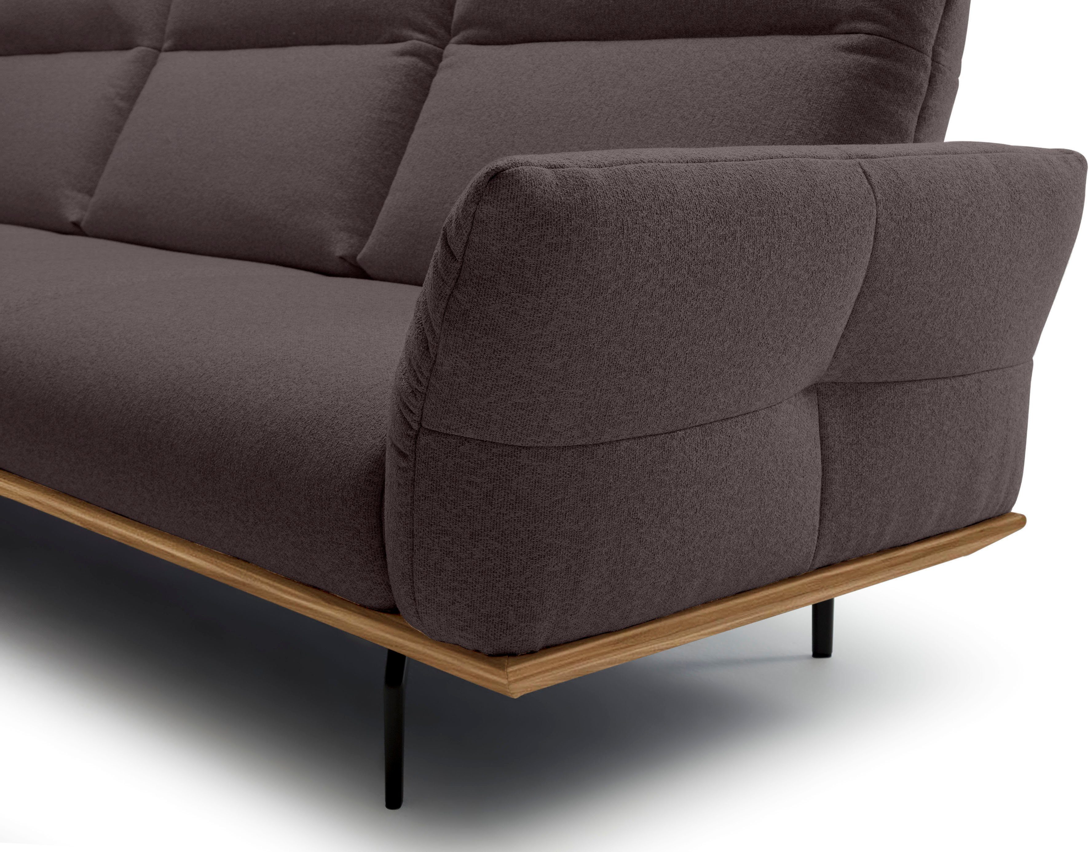 Ecksofa Umbragrau, in Winkelfüße in cm 338 Sockel Nussbaum, hülsta hs.460, sofa Breite