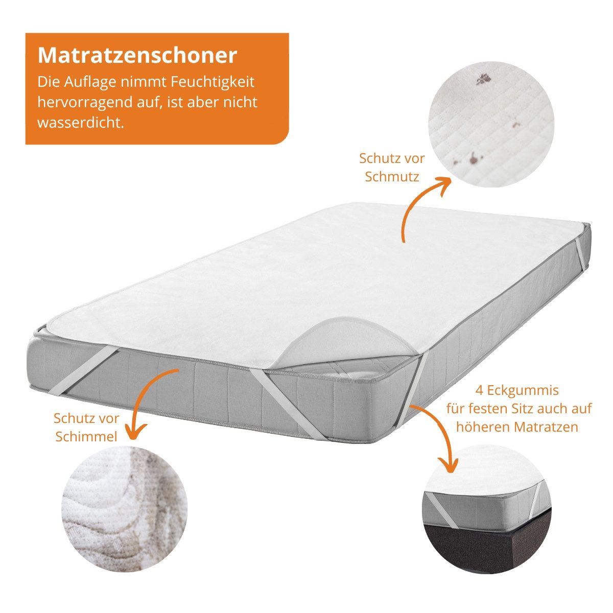 Matratzenauflage Premium Molton Matratzenschoner sleepling, atmungsaktiv, mit Eckgummis, Schutz gegen Feuchtigkeit und Schmutz – Bild 3 von 5