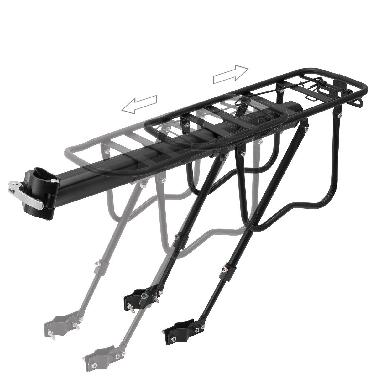 MidGard Fahrrad-Gepäckträger für Sattelstütze mit Rücklichthalterung- verstellbar für 24 - 29 Zoll, elastbar bis maximal 20 kg