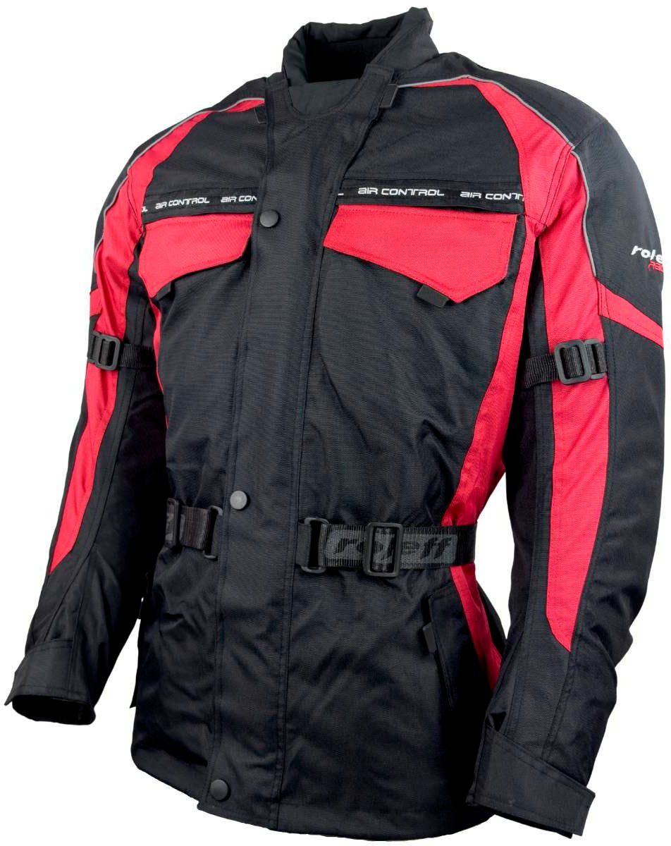 Motorradjacke 3 rot-schwarz Protektoren, mit Reno 4 Belüftungslöcher Taschen, roleff