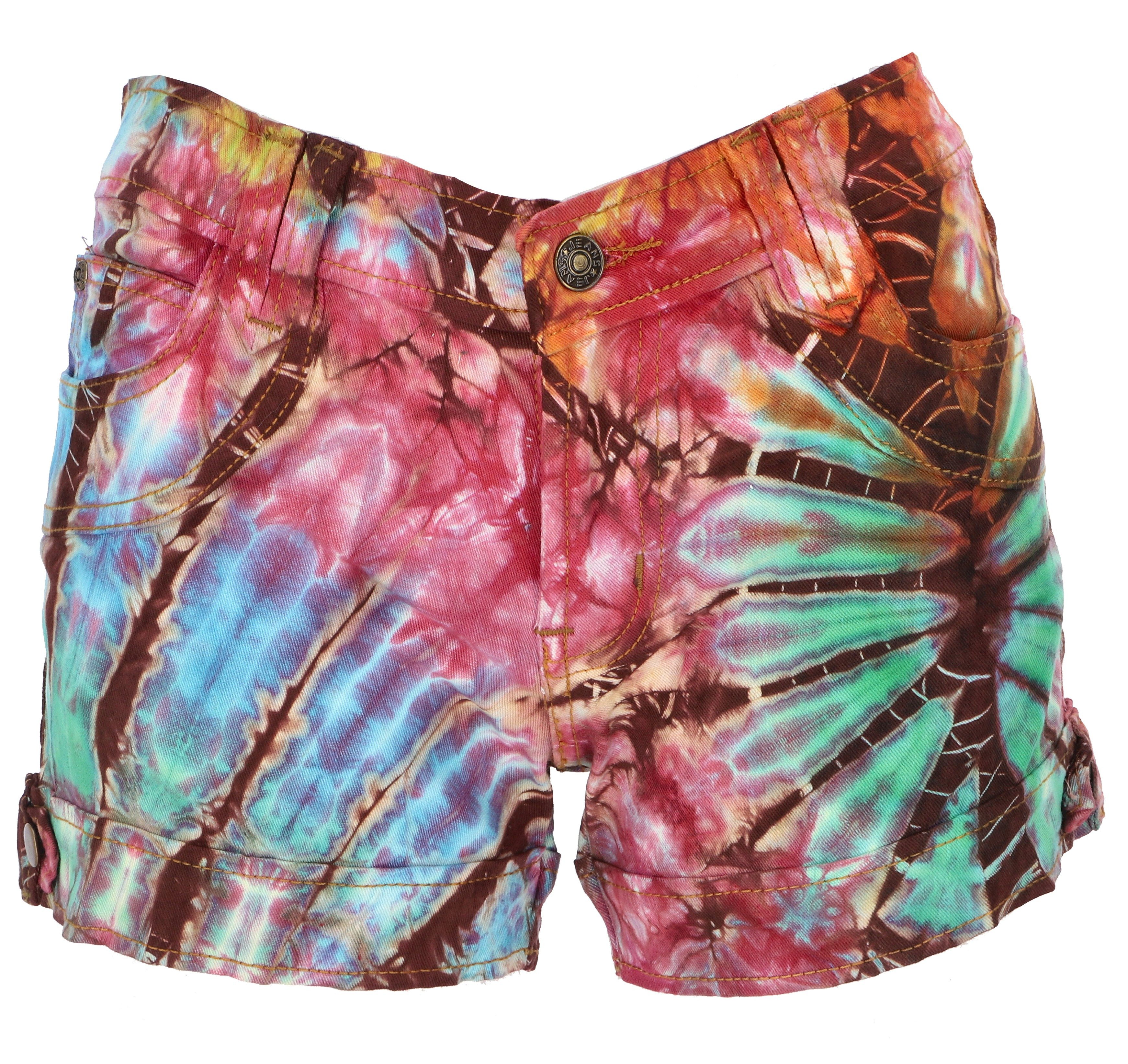 Guru-Shop Hose & Shorts Batik Jeans Pantys, Unikat Shorts, Unikat kurze.. alternative Bekleidung