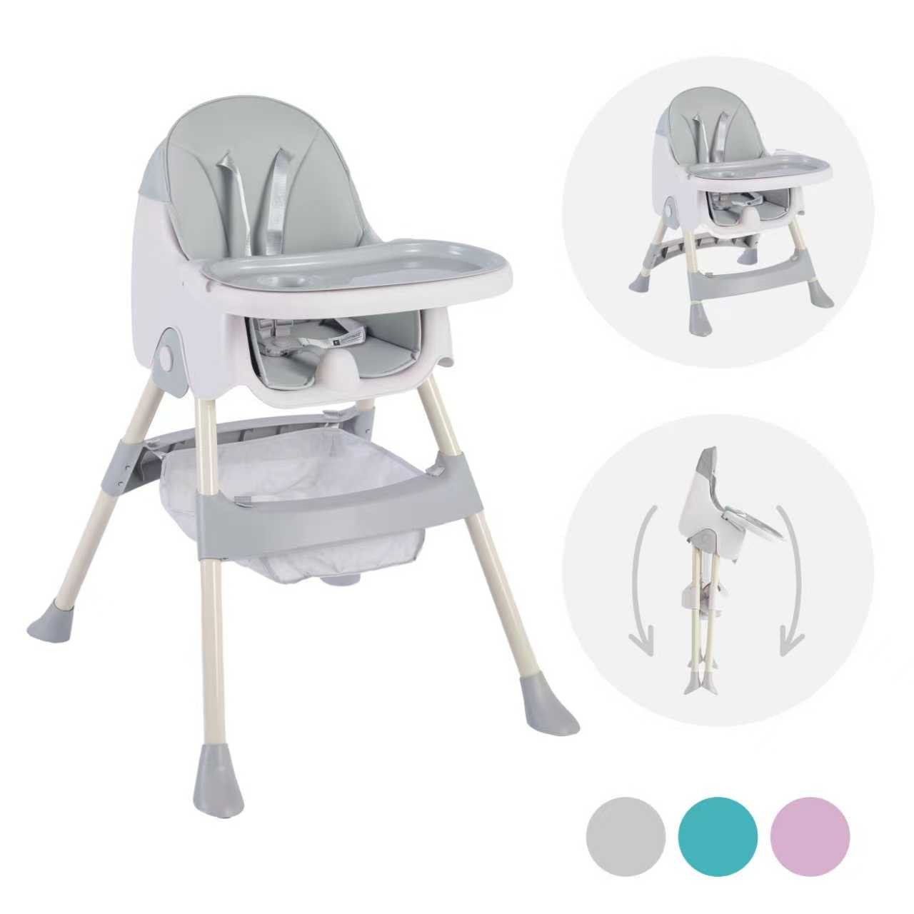 FOXSPORT Kinderklappstuhl, Kinder-Esstuhl​, 2 in 1 Babystuhl, Kombiessstuhl (mit Ablagekorb, mit 5-Punkt-Sicherheitsgurt, wasserdichtes abnehmbares Tablett), klappbar, 6 Monate bis 4 Jahre, 50kg belastbar, vier Farben