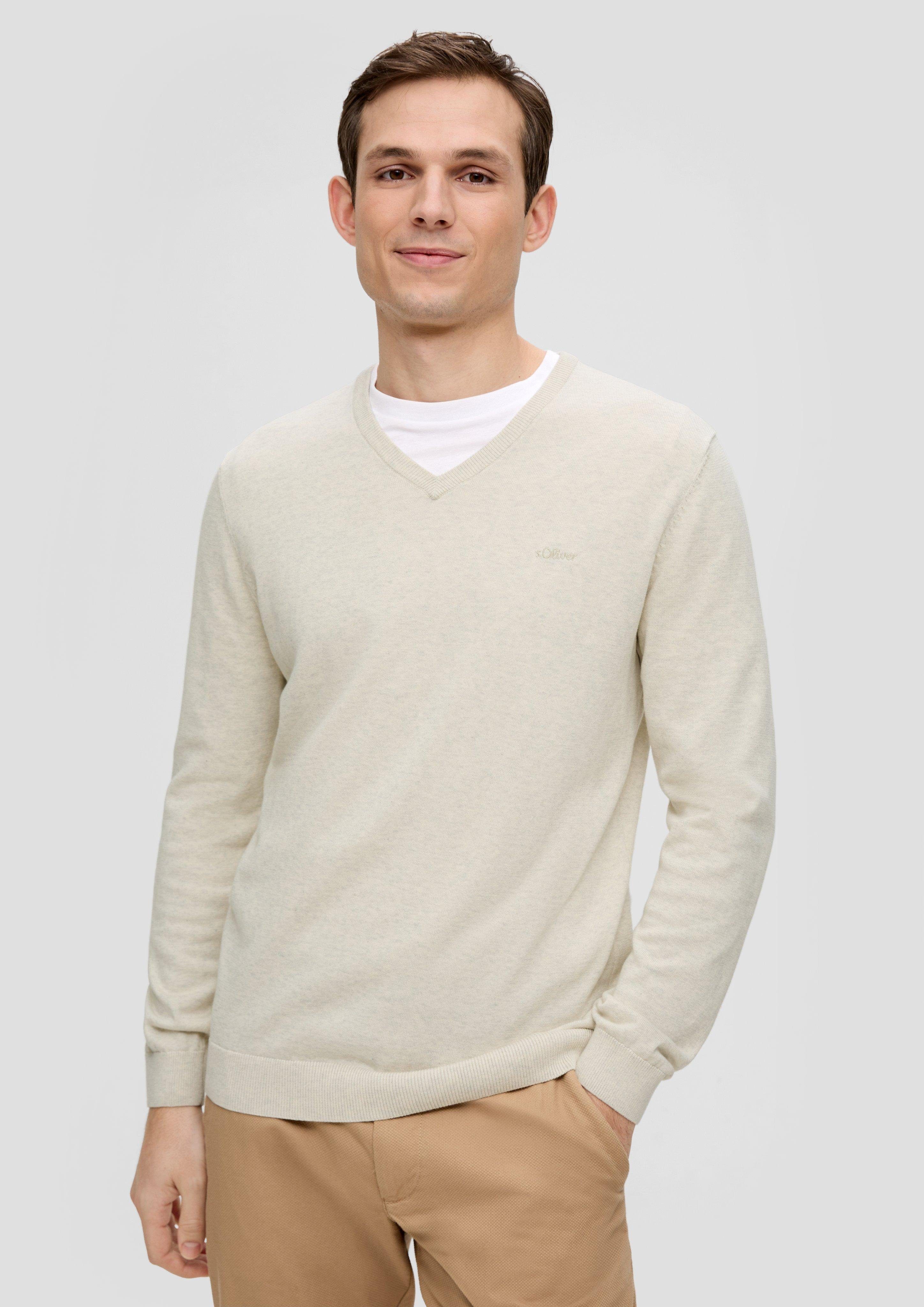 s.Oliver Strickpullover Strickpullover mit Logo-Stickerei Logo günstig online kaufen