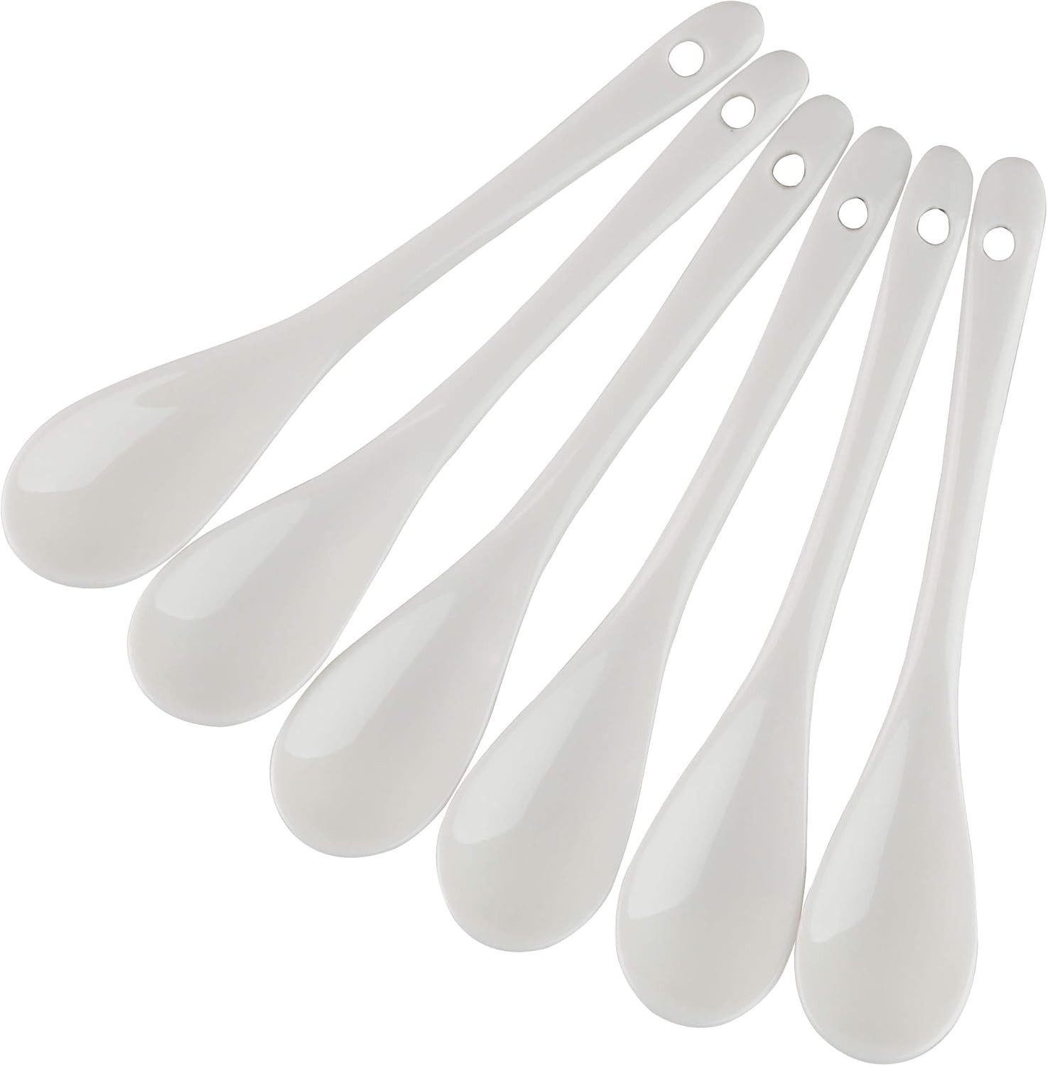 FELIXLEO Latte-Macchiato-Löffel Eierlöffel für Frühstücksei Kaffee Tee Dessert Keramik 6er Set 16,5 cm