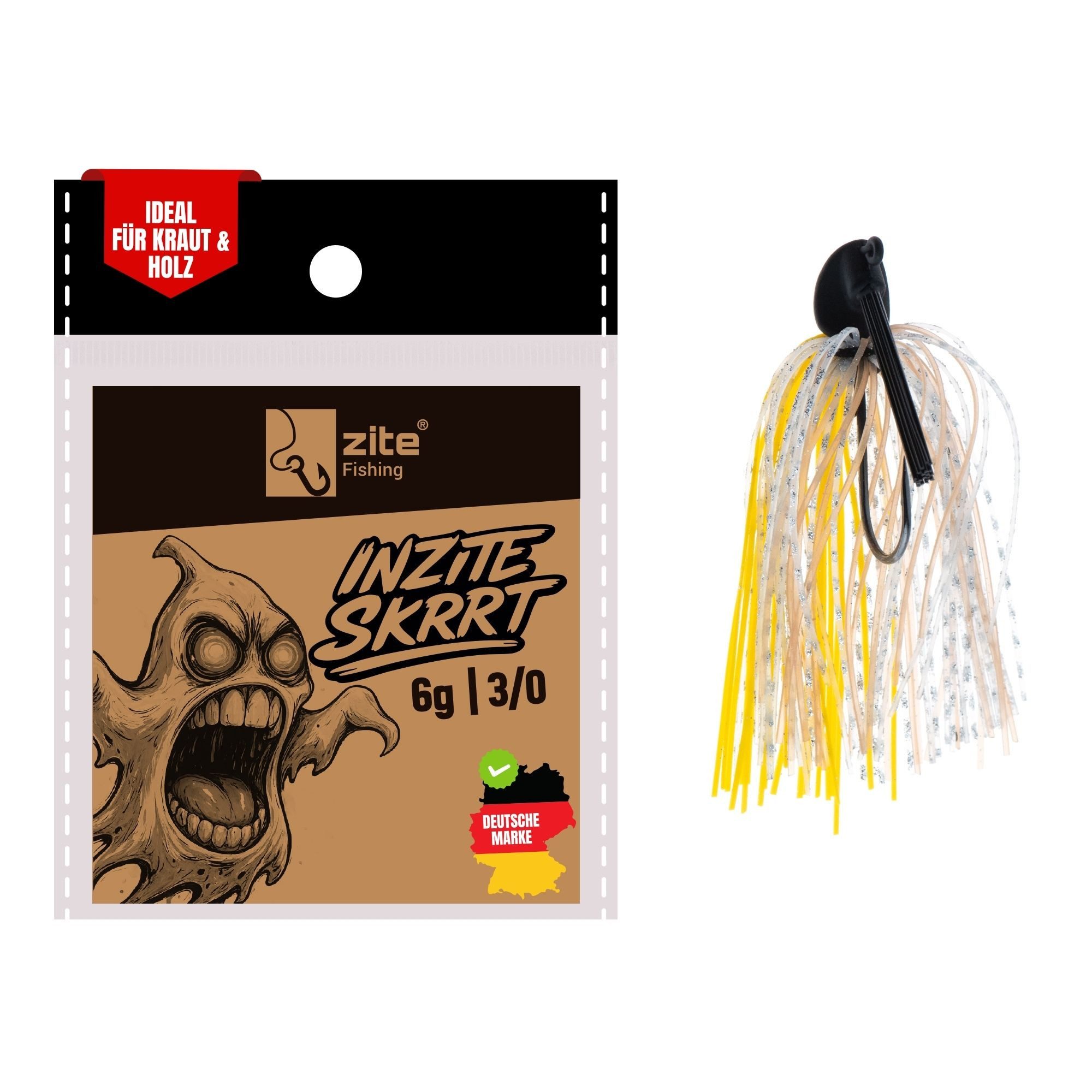 Zite Kunstköder Inzite Skrrt Skirt Jig 3 Farben 6-14g mit Weedguard Fransen & Skirt