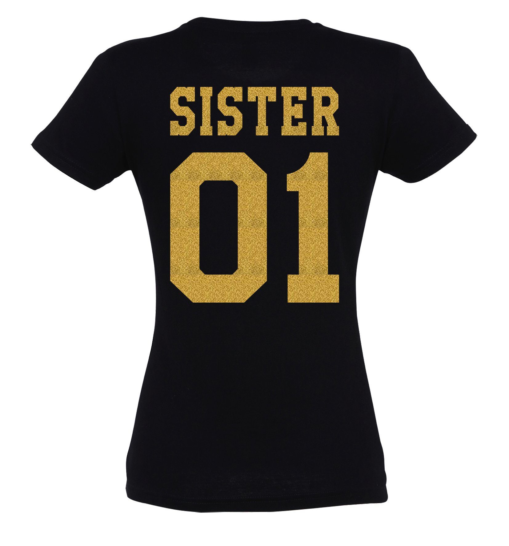 Couples Shop T-Shirt Sister 01 & Sister 02 Beste Freunde Damen Shirt mit modischem Print