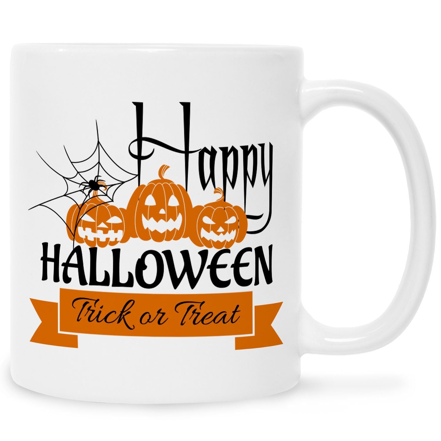 GRAVURZEILE Tasse mit Motiv - im Happy Halloween Design - Geschenk für Sie & Ihn Weiß V2