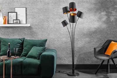 riess-ambiente Stehlampe LEVELS 176cm schwarz / gold, ohne Leuchtmittel, Wohnzimmer · Leinen · Metall · Marmor · Retro