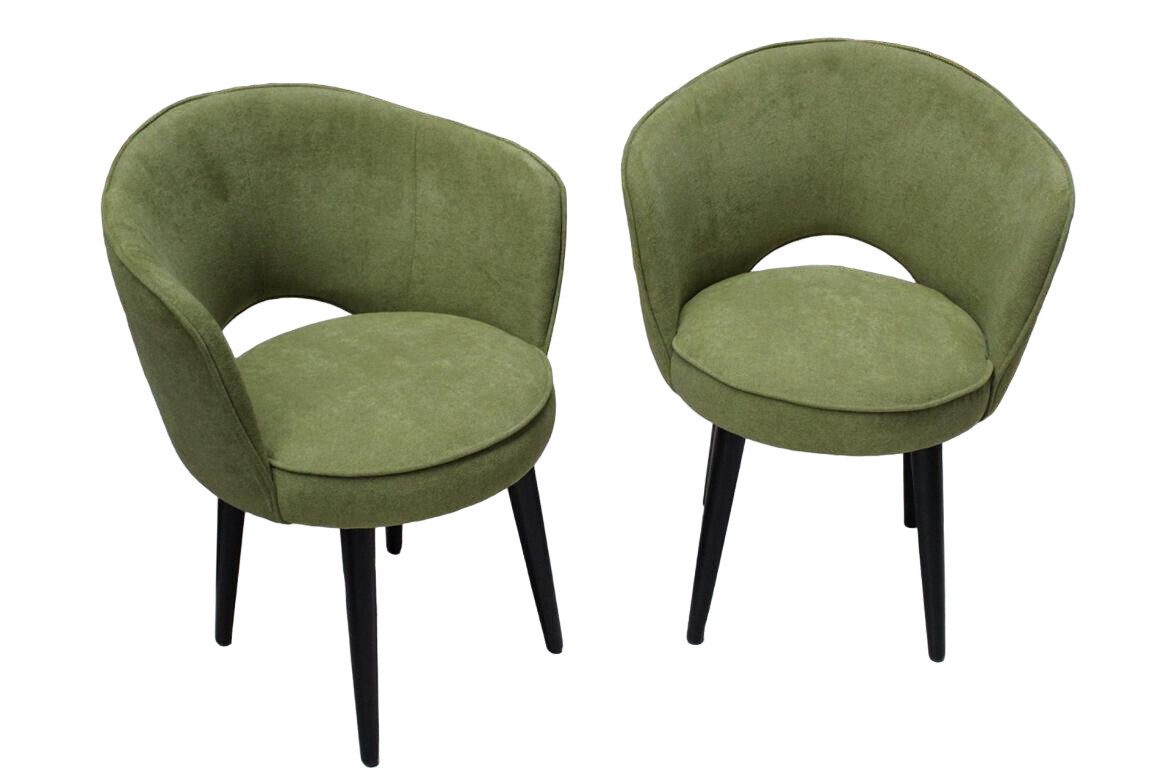 Polsterstuhl Stuhlgruppe 2x Stühle Sessel Grün Sitz Stuhl Polster Design Sofort