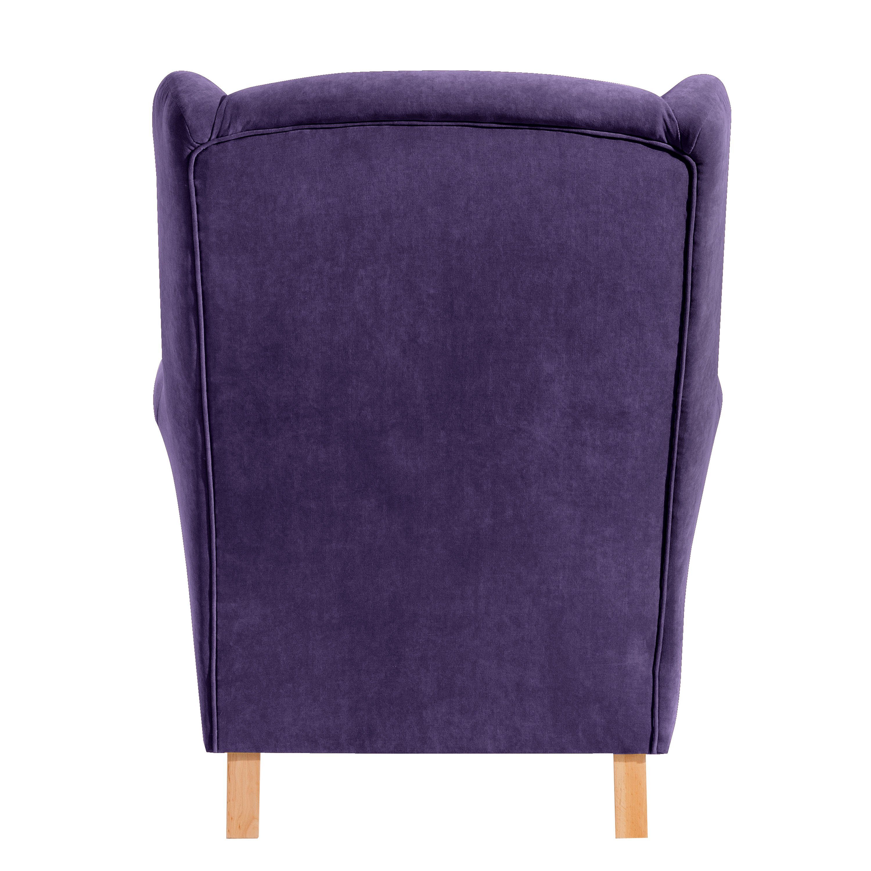 Max Winzer® Ohrensessel Lorris Ohrenbackensessel (1 Stück), violett Veloursstoff in Germany Made