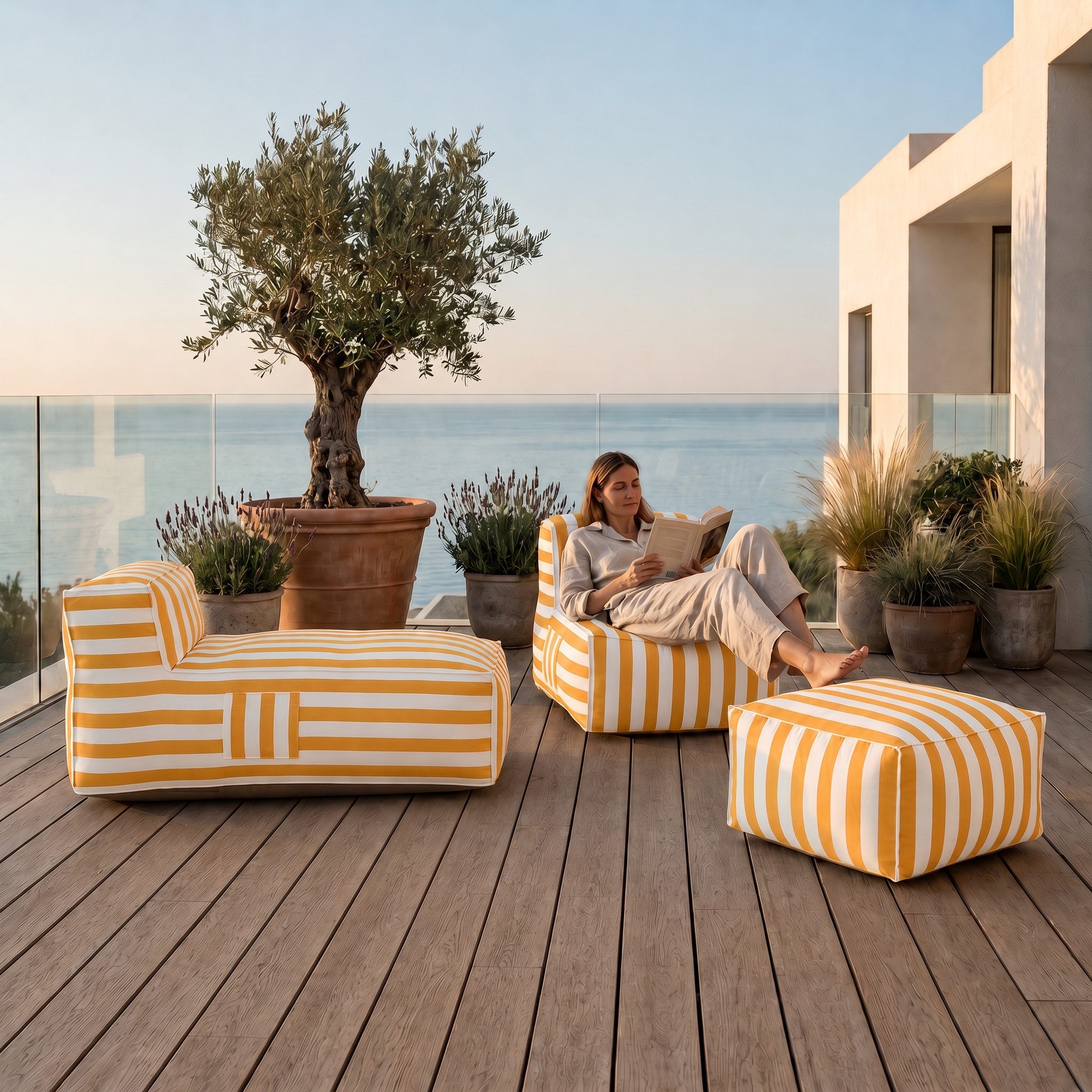 Muffo Gartenlounge-Set SOFT SET 2, (Set), mit Schaumstoffgranulat-Füllung, wasserabweisend, UV-beständig