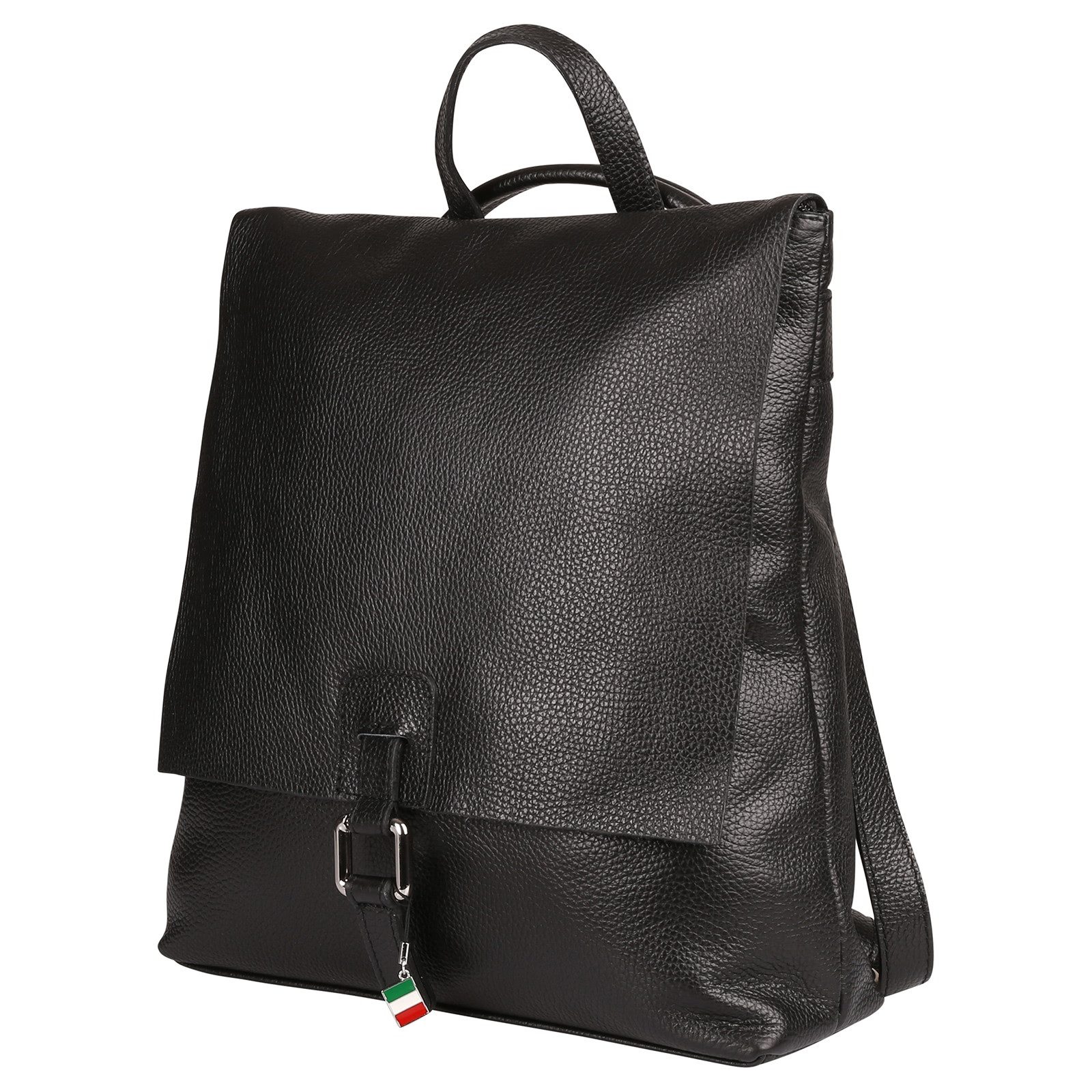 FLORENCE Cityrucksack Florence Rucksack Damen Echtleder, Damen Leder Cityrucksack, schwarz ca. 33cm