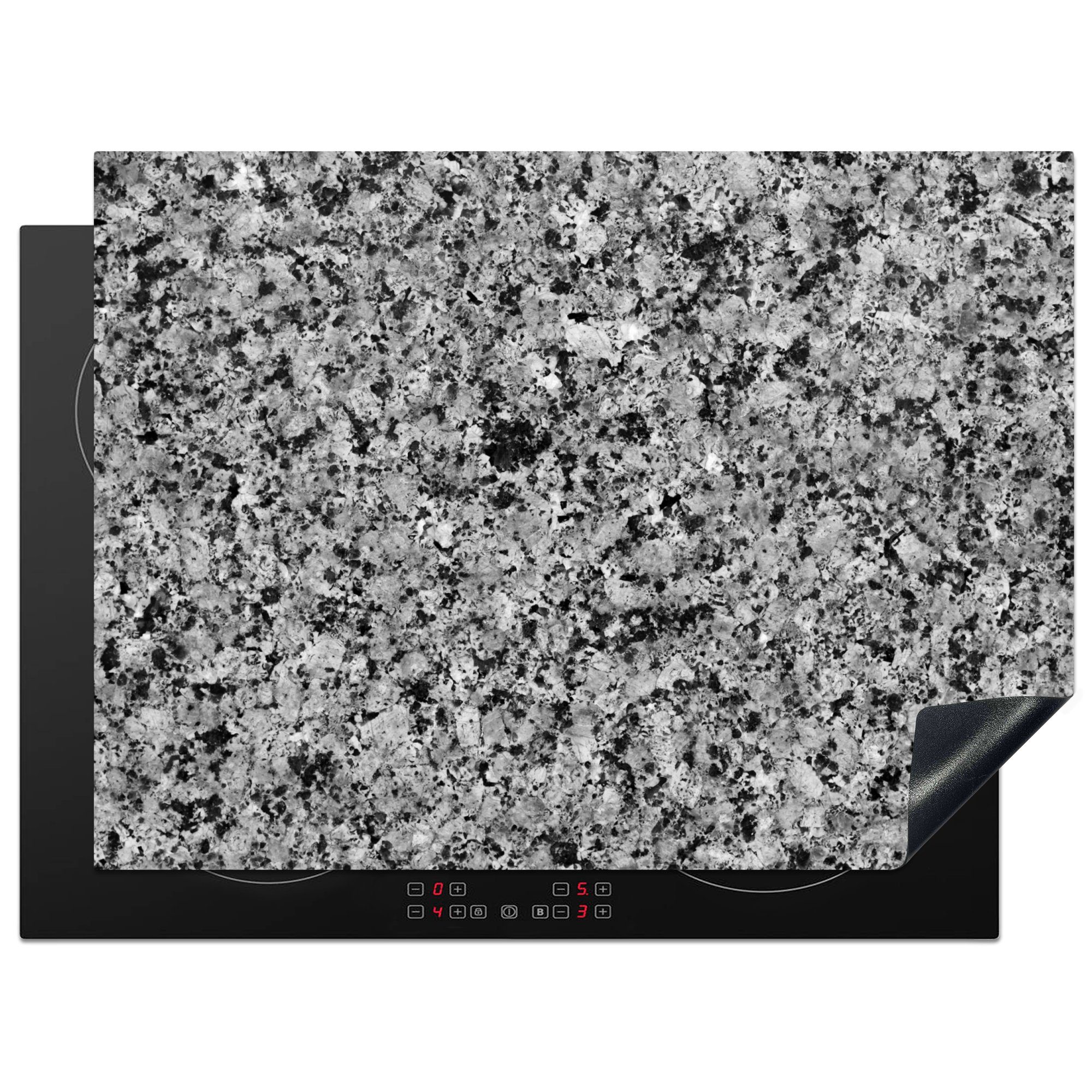 MuchoWow Herdblende-/Abdeckplatte Pflastersteine - Granit - Grau - Schwarz, Vinyl, (1 tlg), 70x52 cm, Mobile Arbeitsfläche nutzbar, Ceranfeldabdeckung