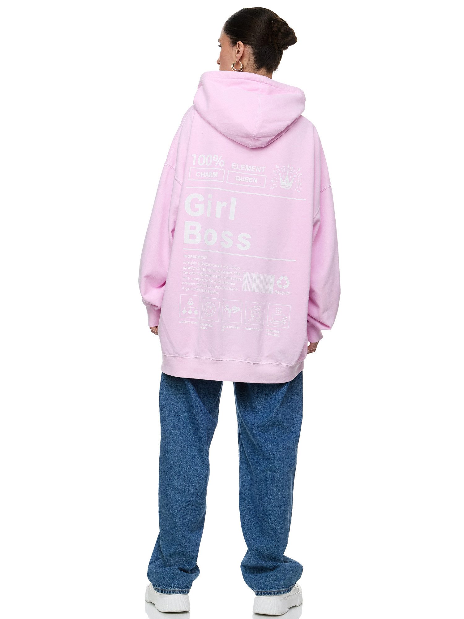 Worldclassca Hoodie Worldclassca Oversized Print GIRL BOSS Hoodie Kapuzenpullover Sweat PRINT - GIRL BOSS - 100% CHARM QUEEN