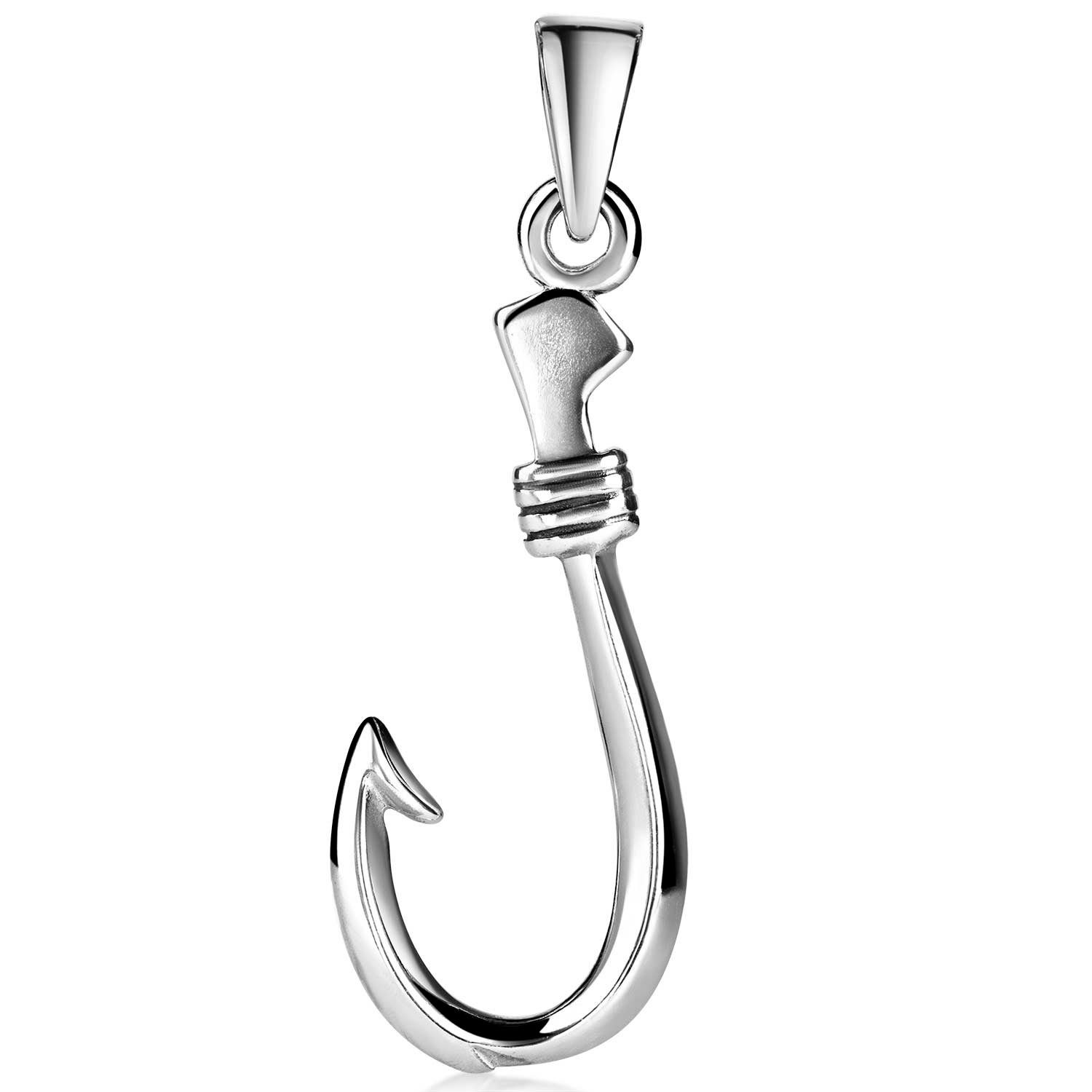 Materia Kettenanhänger Angelhaken Fischerhaken Herren Angeln KA-484, 925 Sterling Silber, hochglanzpoliert