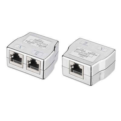 kwmobile Netzwerk-Adapter, 2x RJ45 Netzwerkkabel Splitter - Netzwerk LAN Anschlussverdoppler Set - LAN-Kabel Verteiler Adapter - RJ45 Buchse auf 2x RJ45 Ethernet Buchse