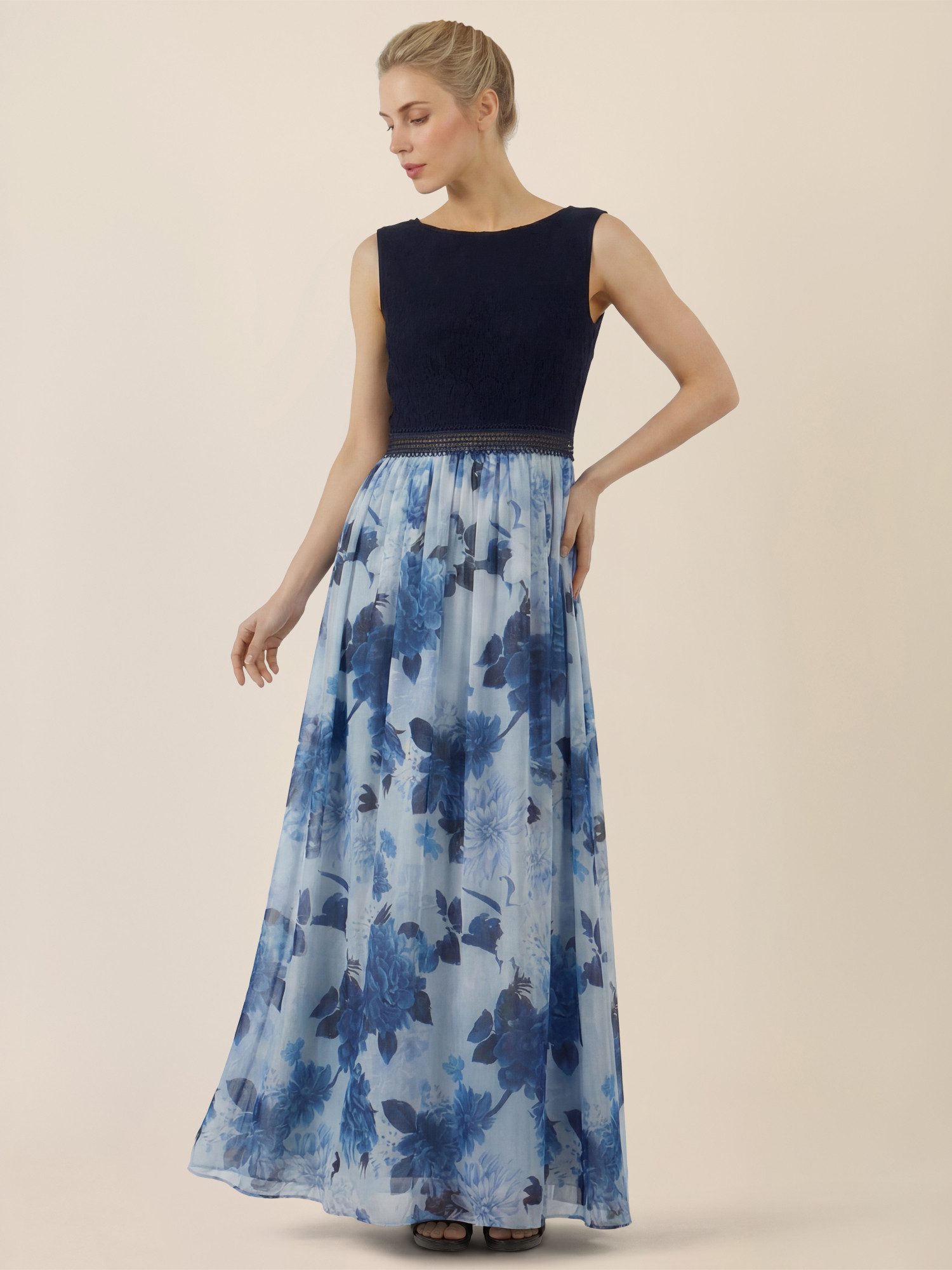Apart Abendkleid mit Spitzentop und Blumendesign