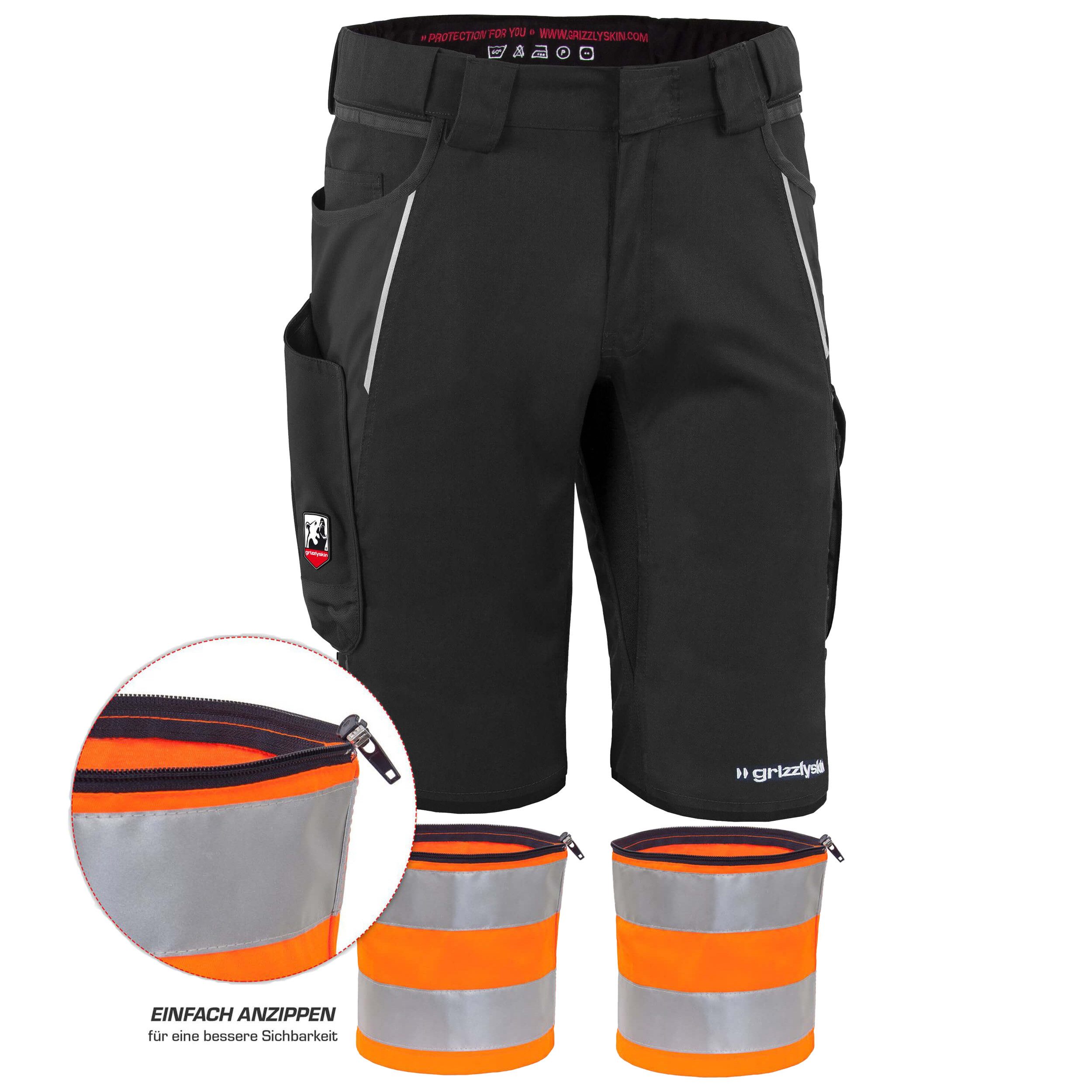 Arbeitsshorts REFLEX-BUNDLE IRON Shorts + Reflexstreif - Lyocell, Cordura & Stretch
