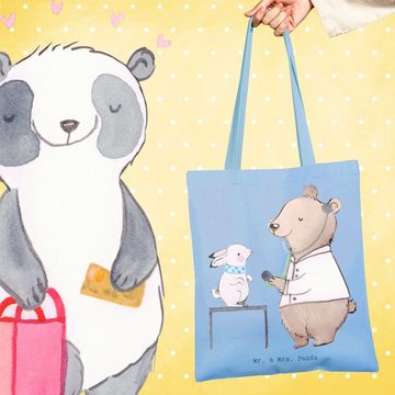 Mr. & Mrs. Panda Tragetasche Tierheilpraktiker Herz - Sky Blue - Geschenk, Stoffbeutel, Jutebeutel (1-tlg), Cross Stitching Griffe