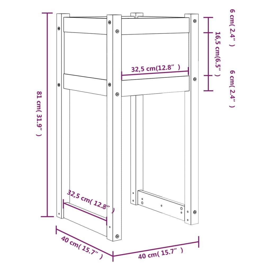 vidaXL Blumenkasten Pflanzkübel 40x40x81 Kiefer cm Massivholz