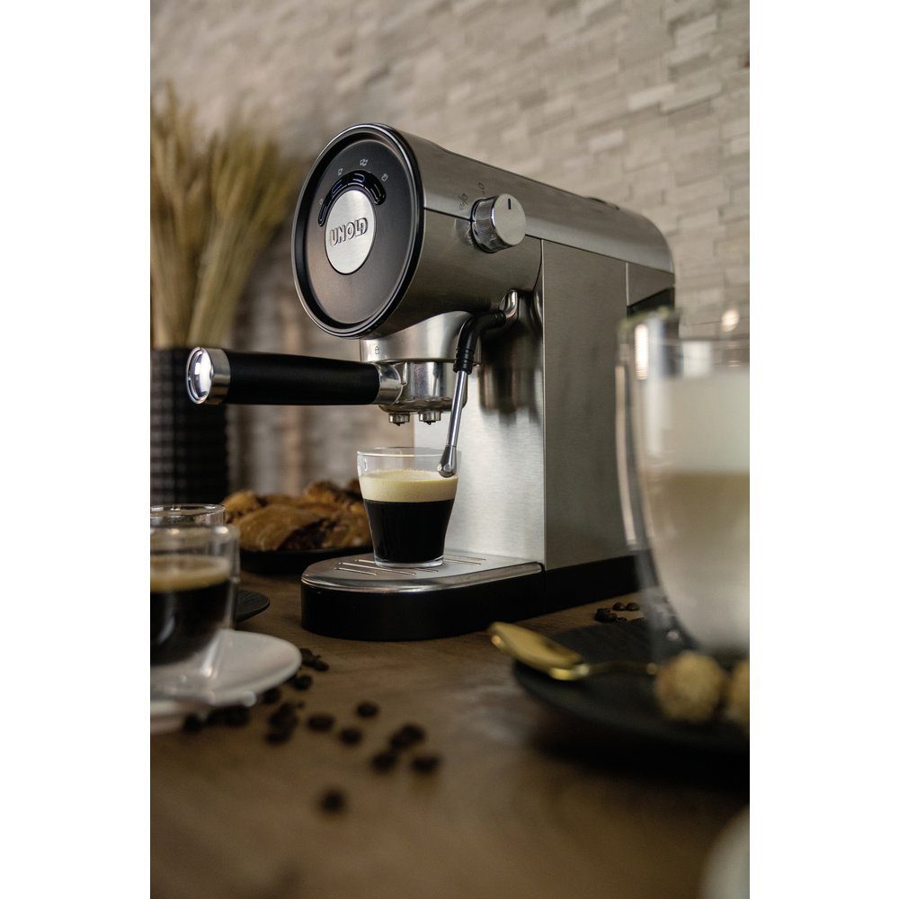 Siebträger Piccopresso 1 Espressomaschine Schwarz Edelstahl, Espressomaschine mit Unold Unold