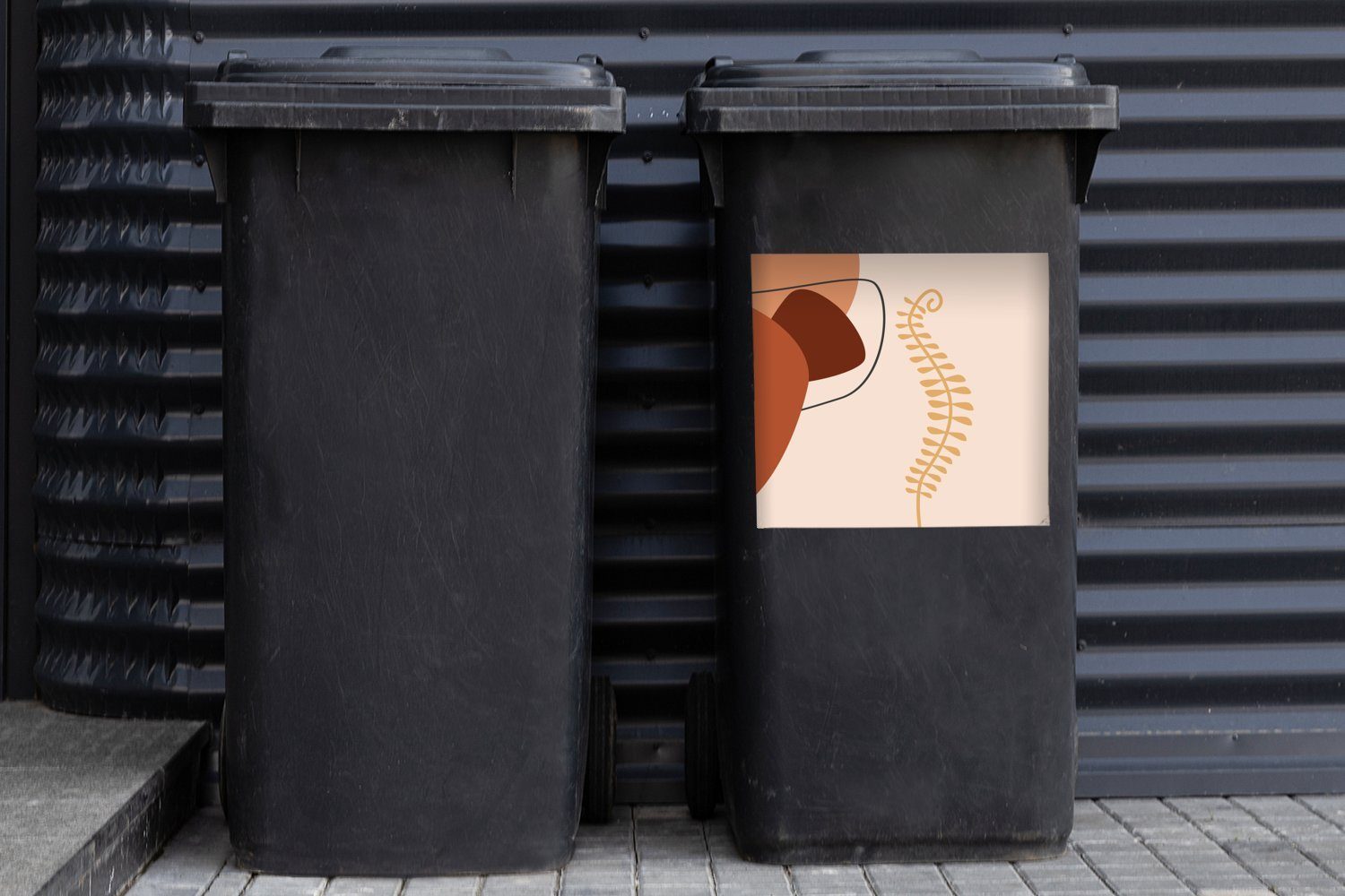 Sticker, Abfalbehälter (1 Container, Abstrakt Mülltonne, Pflanze St), - Sommer Wandsticker - Mülleimer-aufkleber, MuchoWow