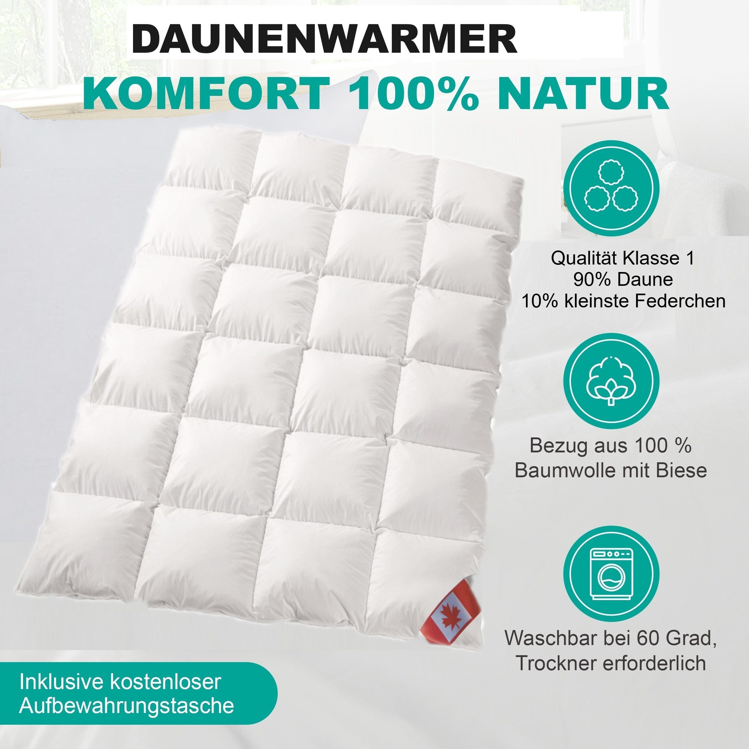 Canada Daunenbettdecke Canada Dreams Luxus Winter Daunendecke PLUS Wärmegra günstig online kaufen