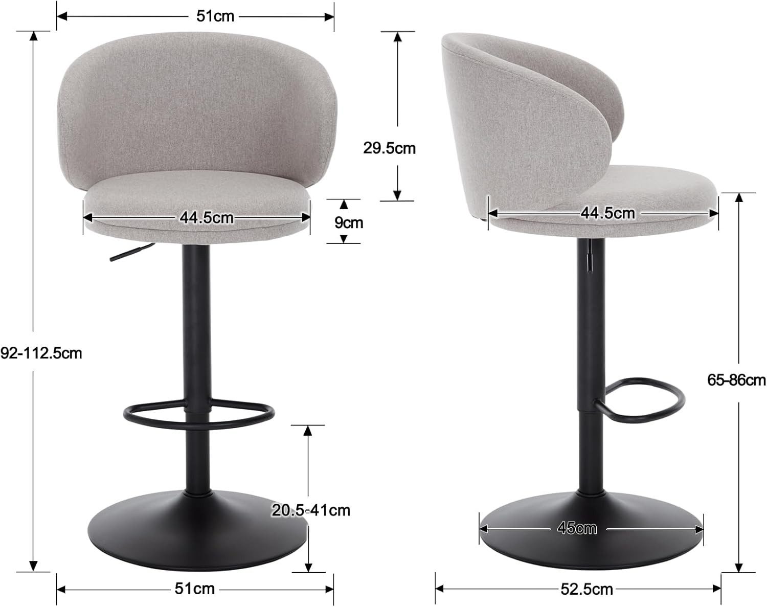 WAHSON OFFICE CHAIRS Barhocker Leinen Tresenhocker Drehbar Höhenverstellbar günstig online kaufen