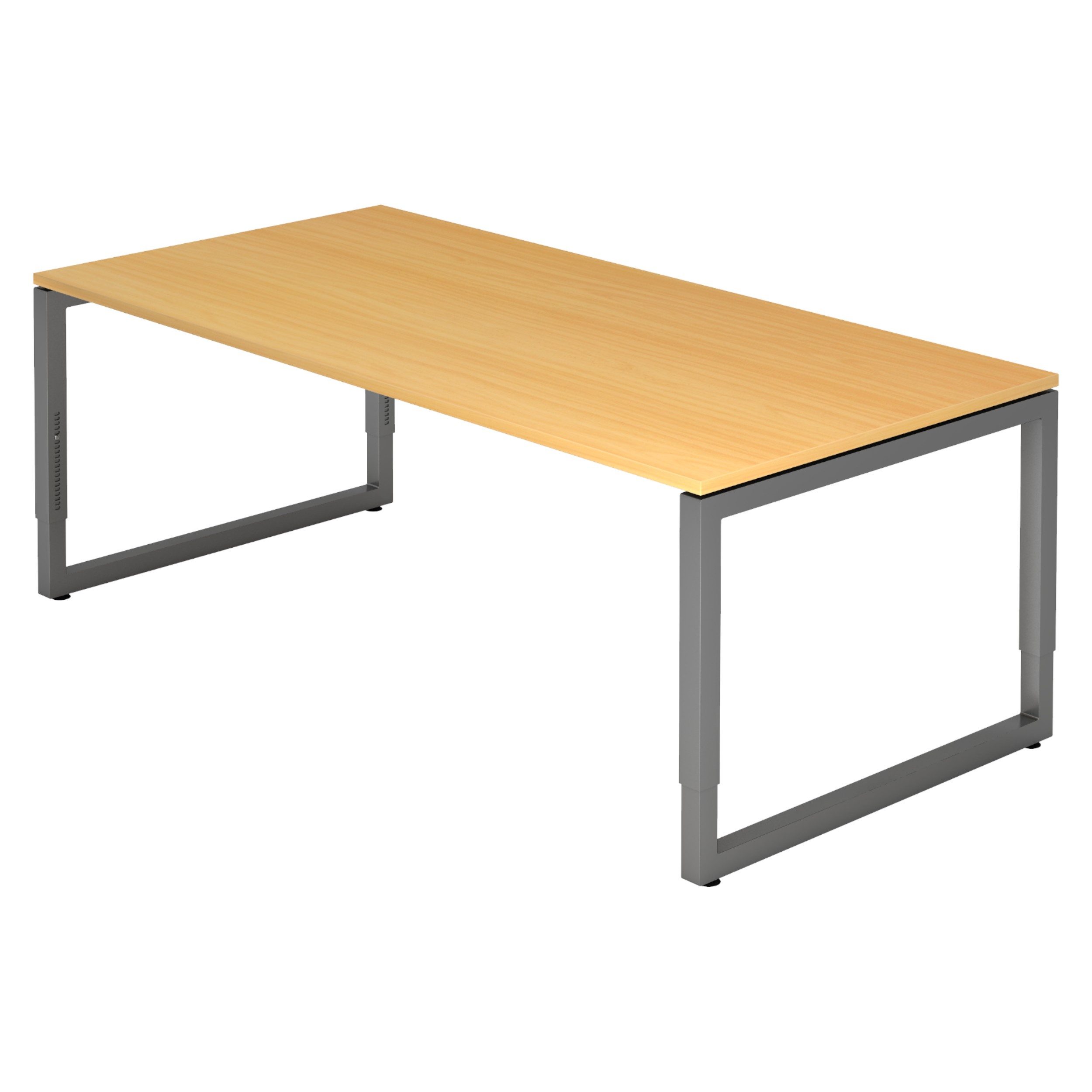 bümö Schreibtisch bümö Schreibtisch Serie-R, Rechteck: 200 x 100 cm - Dekor: Buche - Gestell: Graphit