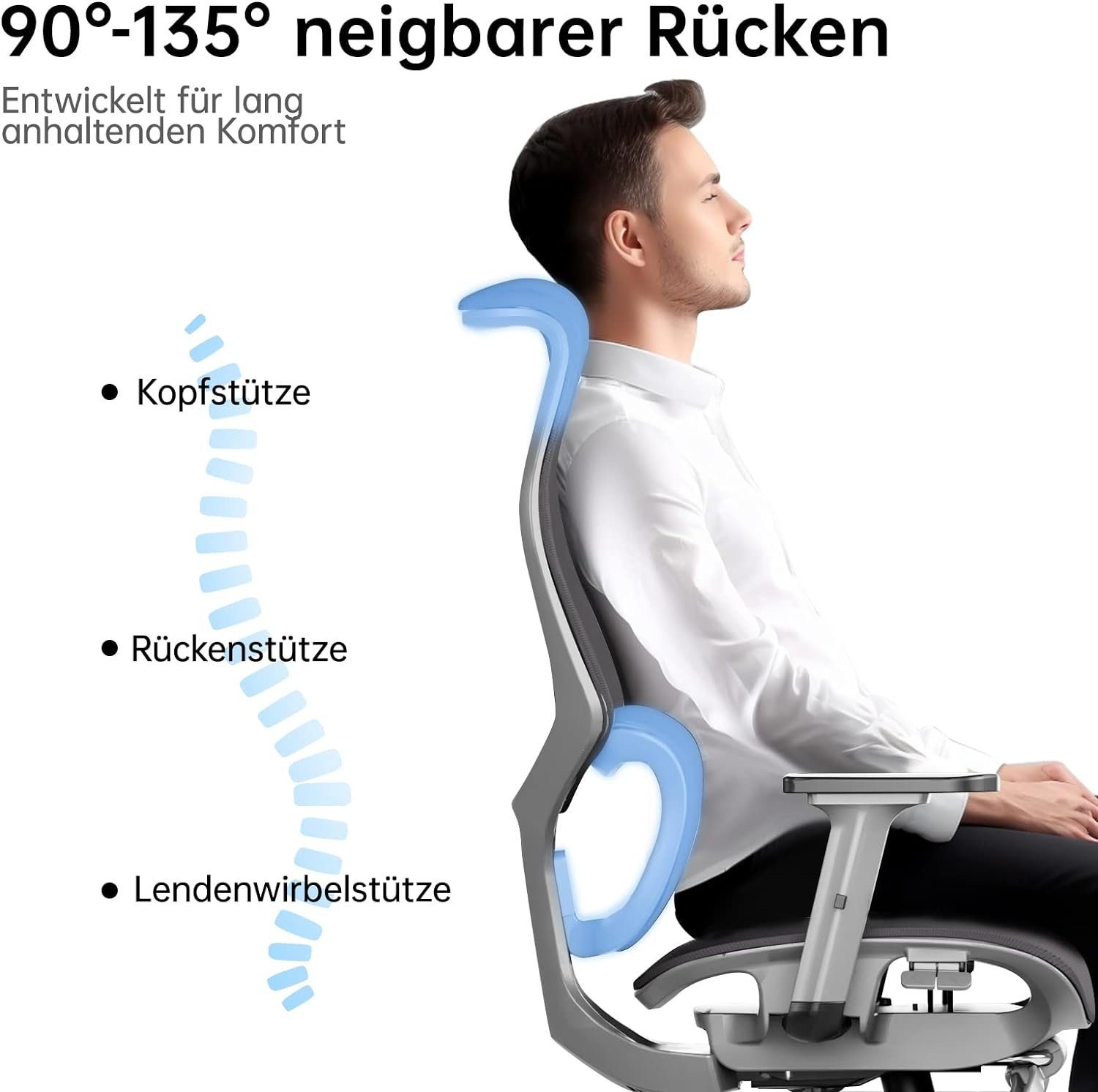 Schreibtischstuhl Büro-Liegestuhl Sitz), verstellbarem Fußstütze, Bürostuhl Bürostuhl Bürostuhl mit Ergonomisch, (Bürostuhl ergonomisch: mit JOYFLY