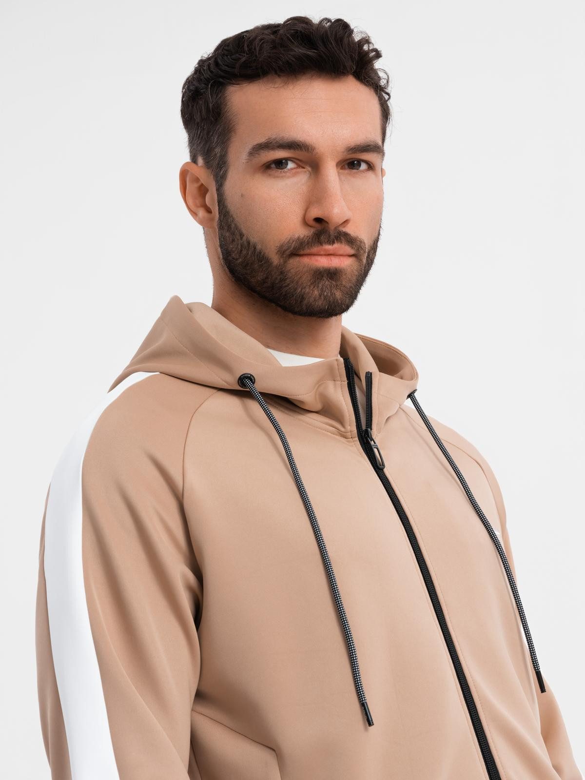 OMBRE Sweatjacke Herren-Kapuzenpulli mit Reißverschluss und Paspel günstig online kaufen