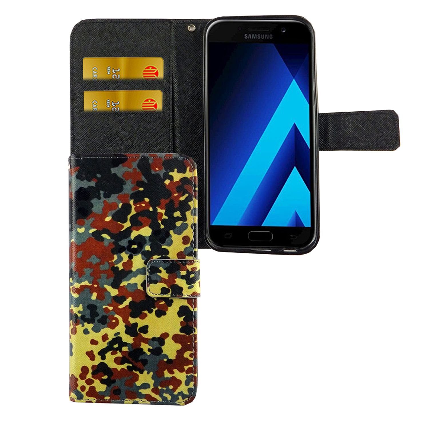 König Design Handyhülle, Samsung Galaxy A5 (2017) Handyhülle Bookcover Mehrfarbig