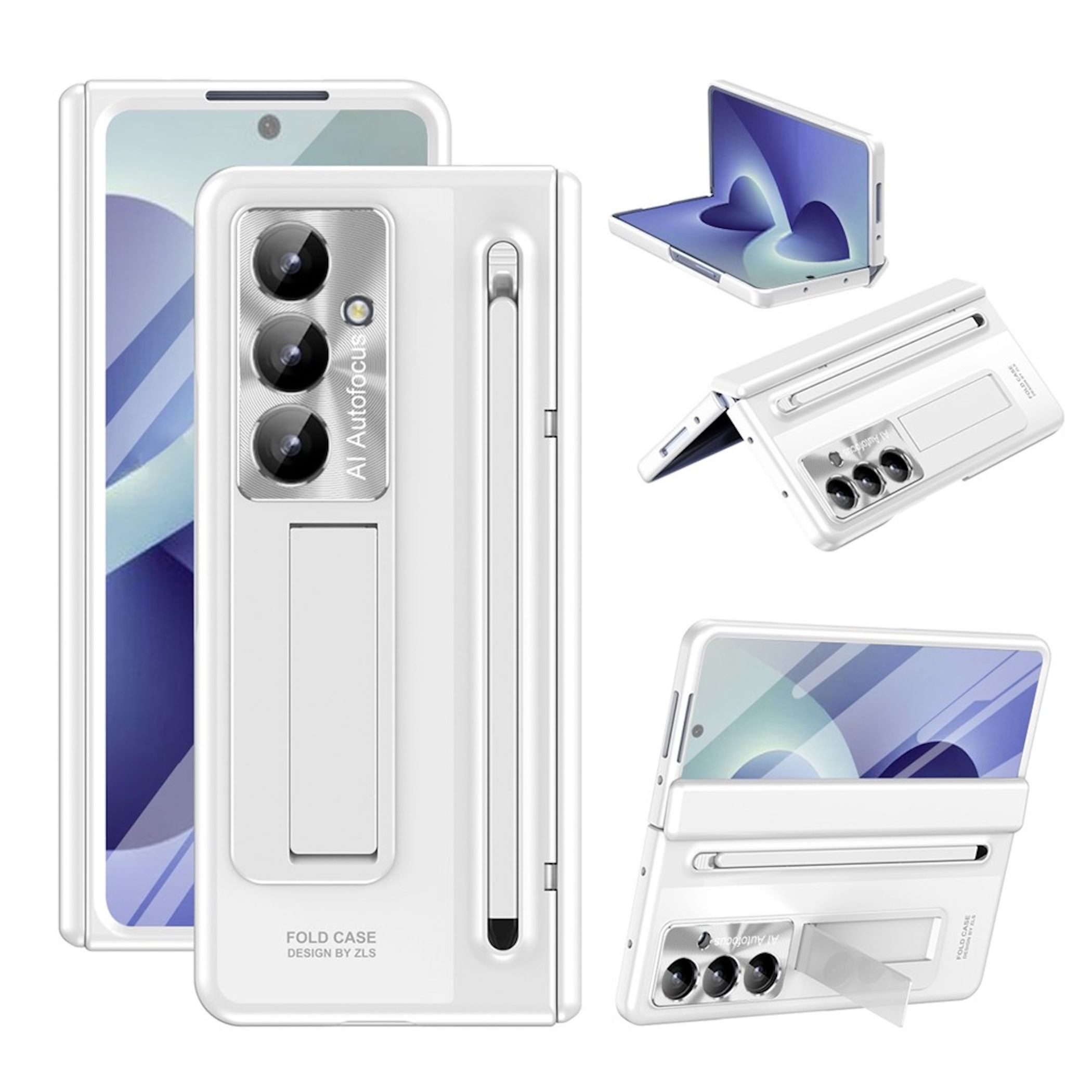 Wigento Handyhülle + 9H Schutzglas + Stift Samsung Galaxy Z Fold8 Ultra Scharnier Silber 8,00 Zoll, Scharnier Schutz, Standfunktion, Stifthalter
