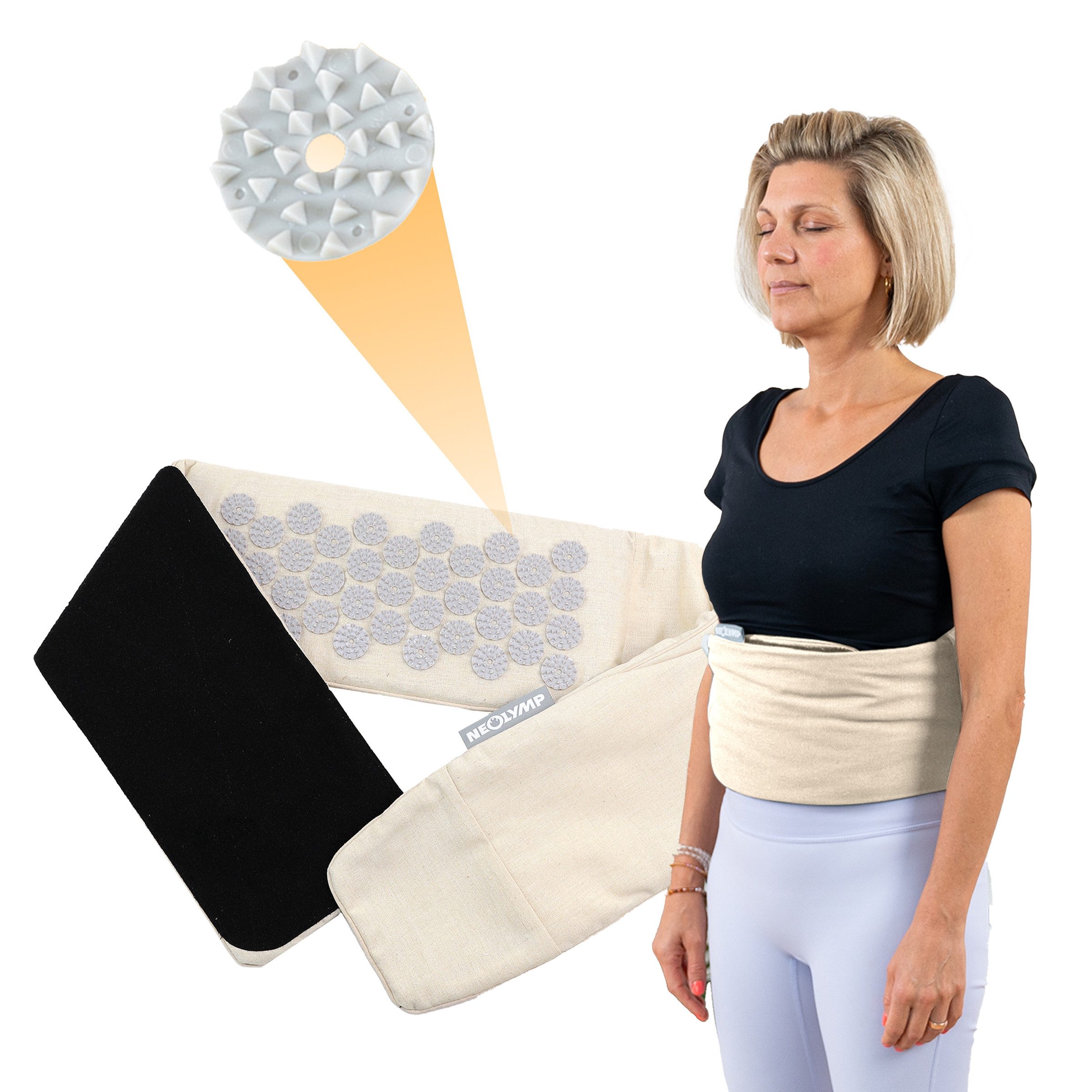 NEOLYMP Shiatsu-Massagegürtel Akupressurgürtel - Anpassbarer Lendengürtel, Akupressurmatte, Massage, Massagegürtel - Vielseitige Stimulation - waschbar - Nagelmatte Rücken, Akupunktur Gürtel - Umweltfreundlich, verstellbarer Klettverschluss