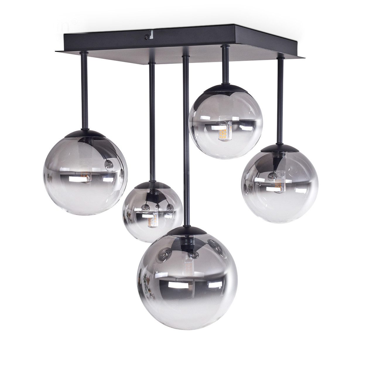 hofstein Deckenleuchte Deckenlampe aus Metall/Glas in Schwarz/Rauchfarben/K günstig online kaufen